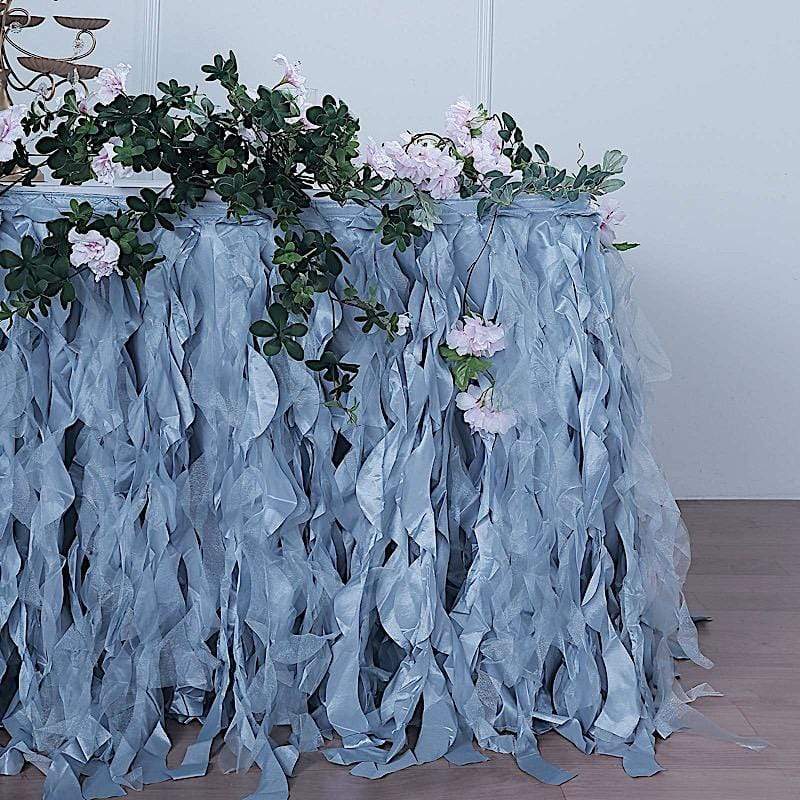 Elegant Taffeta Curly Table Skirt for Weddings, Parties & Events - Washable Polyester Table Cover with Ruffled Hem for Banquet Decorations