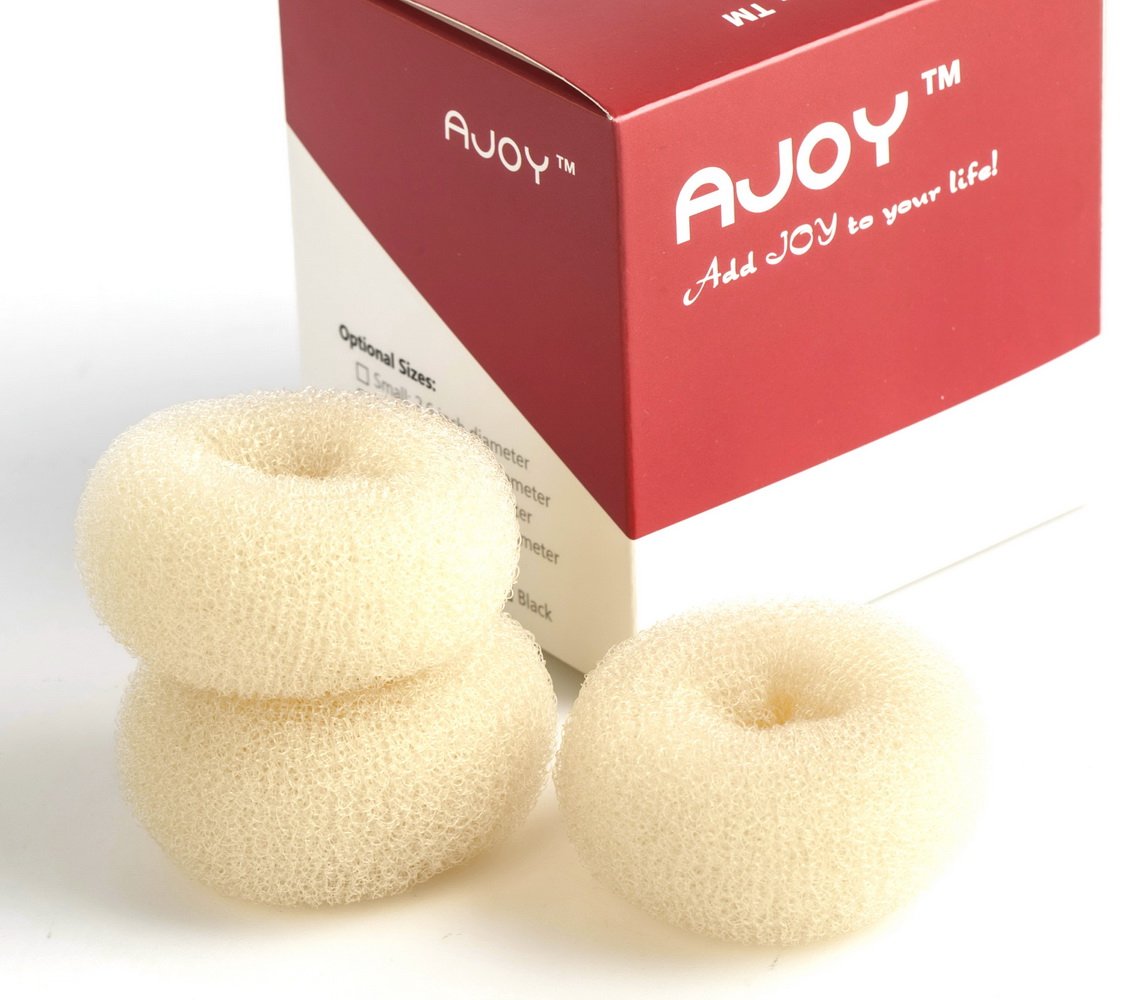 AJOY 3-Piece Mini Hair Bun Maker Set for Kids - Blonde Small Donut Bun Maker for Thin Hair (2-2.6 Inch) - Perfect for Toddler Girls, Ballet, Dance & Ballerina Hairstyles - Easy DIY Hair Styling for School, Recitals & Special Occasions