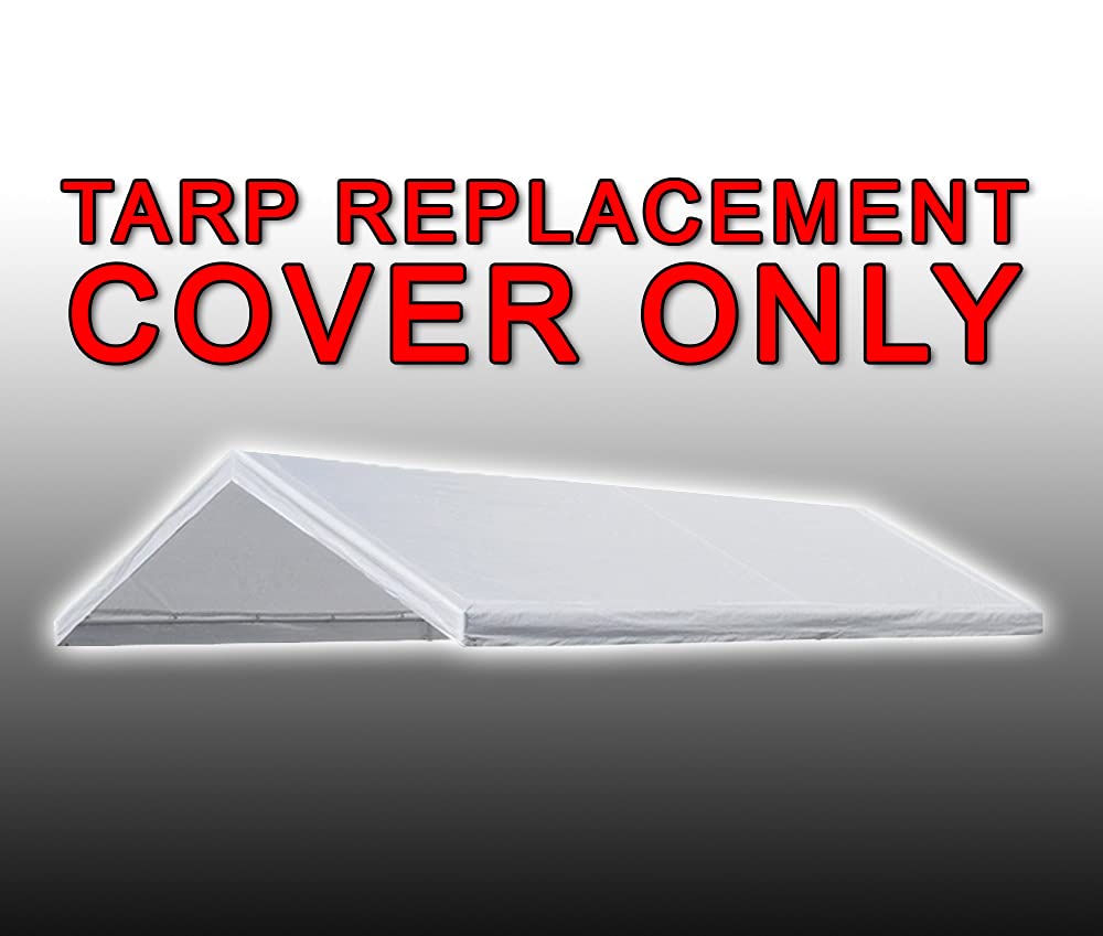 12'x20' White Canopy Replacement Cover - Durable Tarp Top Roof Canopy with Valanced Edge for Outdoor Events, Patio Shade & Backyard Protection