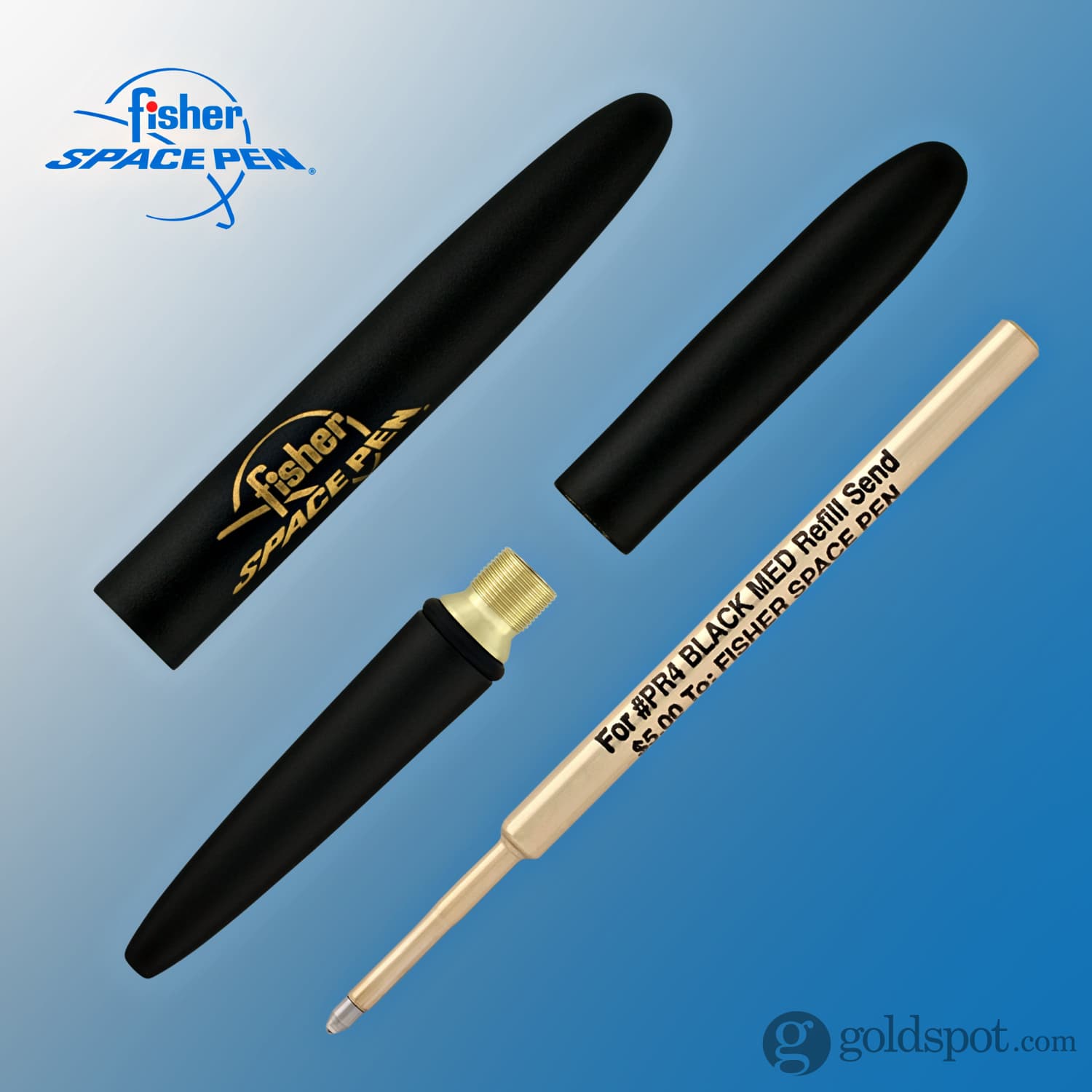 Fisher Space Pen Bullet Ballpoint Pen - Matte Black with Logo - Compact & Refillable for Everyday Carry, Travel, Outdoor Adventures & Zero Gravity Writing