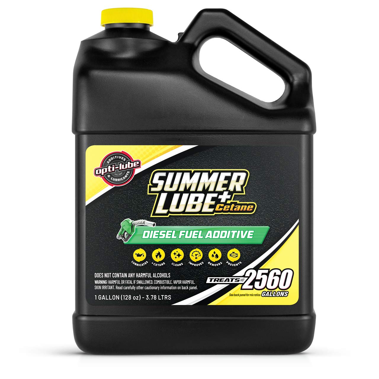 Opti-Lube Summer+ Cetane Boost Diesel Fuel Additive - 1 Gallon Bottle with Free HDPE Hand Pump & 2 Empty 4oz Bottles | Improves Engine Performance & Fuel Efficiency | Treats 2,560 Gallons | Ideal for Trucks, Heavy Equipment & Diesel Generators