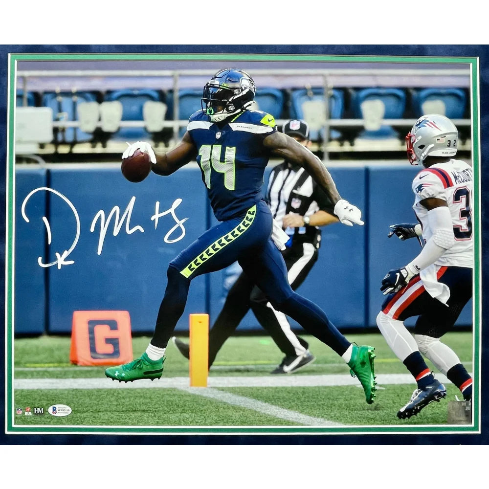 DK Metcalf Autographed Seattle Seahawks 16x20 Framed Photo - BAS Certified Signed Memorabilia for NFL Fans, Man Cave & Sports Room Decor