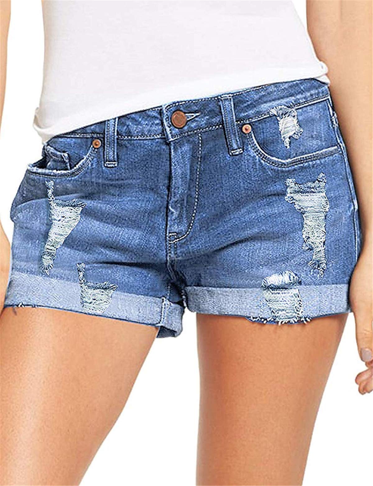 OnlyPuff Women's High Waisted Stretch Denim Shorts with Pockets - Summer Casual Jean Shorts for Women | Stylish & Comfortable Everyday Wear for Beach, Vacation, Hiking, Music Festivals, Travel, Shopping & Date Nights | Perfect for Summer Adventures, Barbecues, City Walks, Coffee Dates & Pool Parties | Great for Weekend Getaways, Beach Days & Casual Outings with Friends | Ideal for Summer Fashion & Daily Comfort