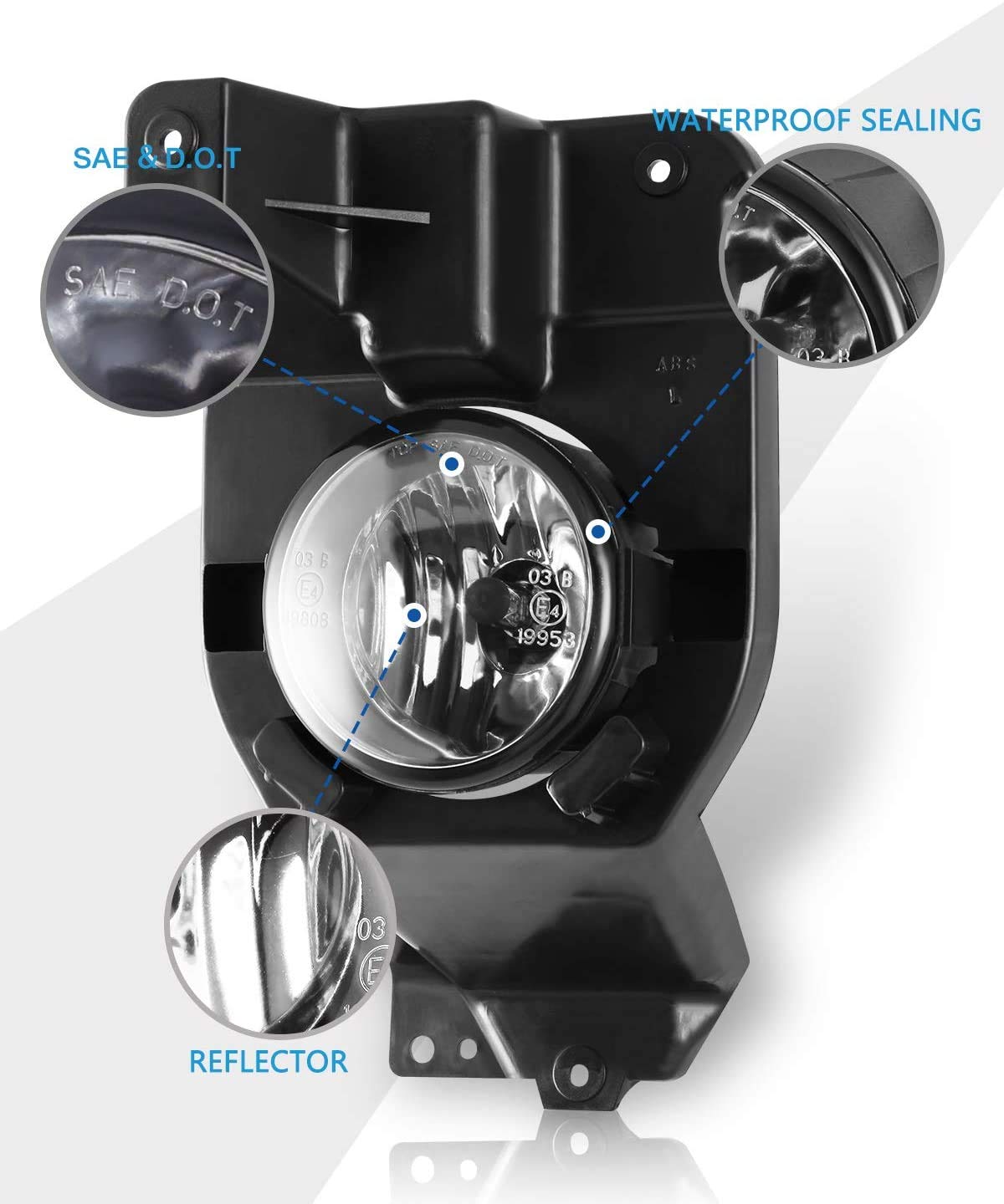 2011-2015 Ford Explorer Fog Lights Replacement Kit - 1 Pair Clear Lens LED Driving Spot Lights for Enhanced Visibility in Rain & Fog | Perfect for Off-Roading & Night Driving