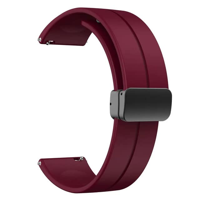 AONES 22mm Magnetic Silicone Watch Band - Folding Buckle Replacement Strap Compatible with Pebble & Zenith Smartwatches - Durable & Comfortable for Workouts, Running & Daily Wear
