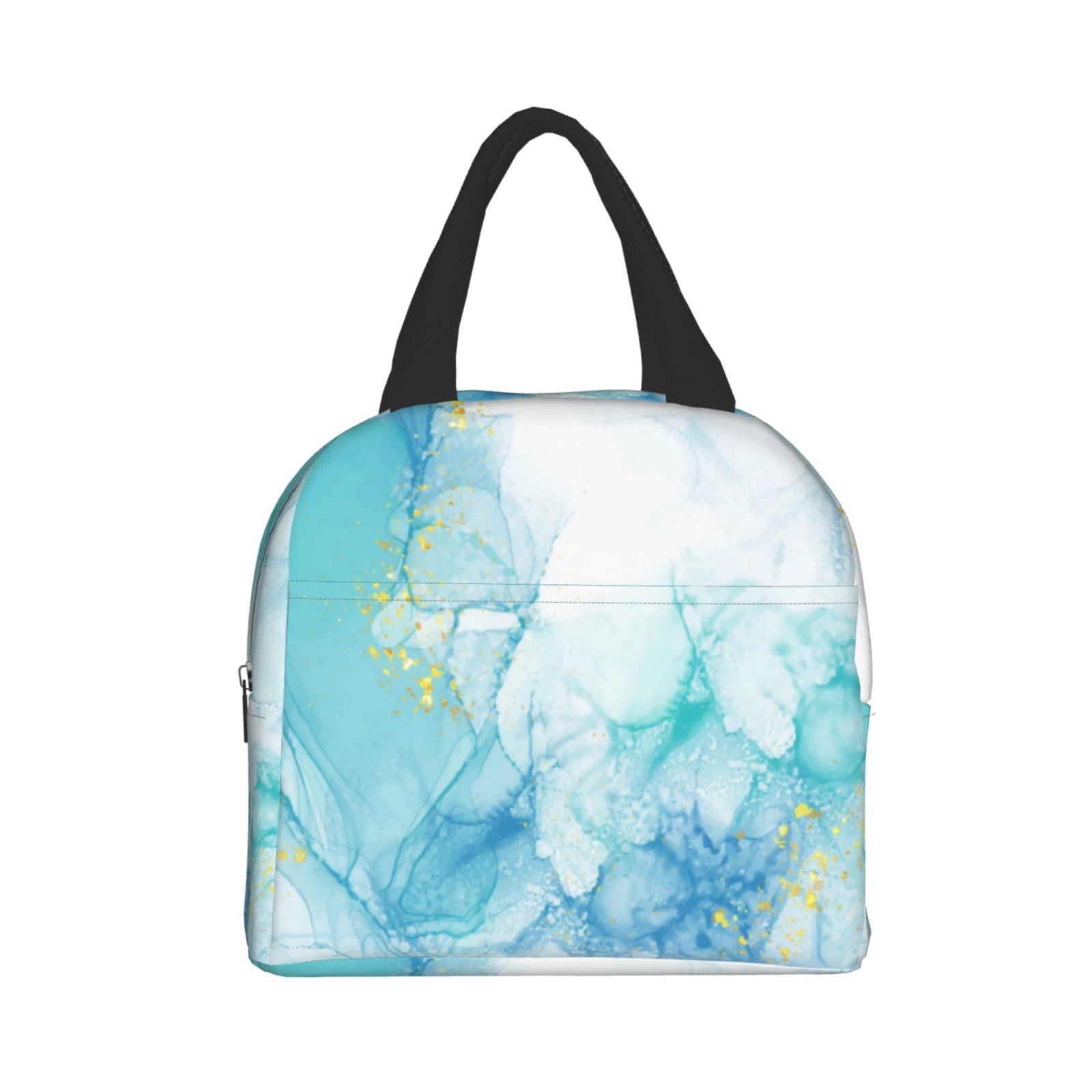 Insulated Lunch Box for Men & Women - Reusable Blue White Marble Lunch Bag, Portable Meal Container for Work, Travel, Picnic & Outdoor Activities | Keeps Food Fresh & Cool for Hours