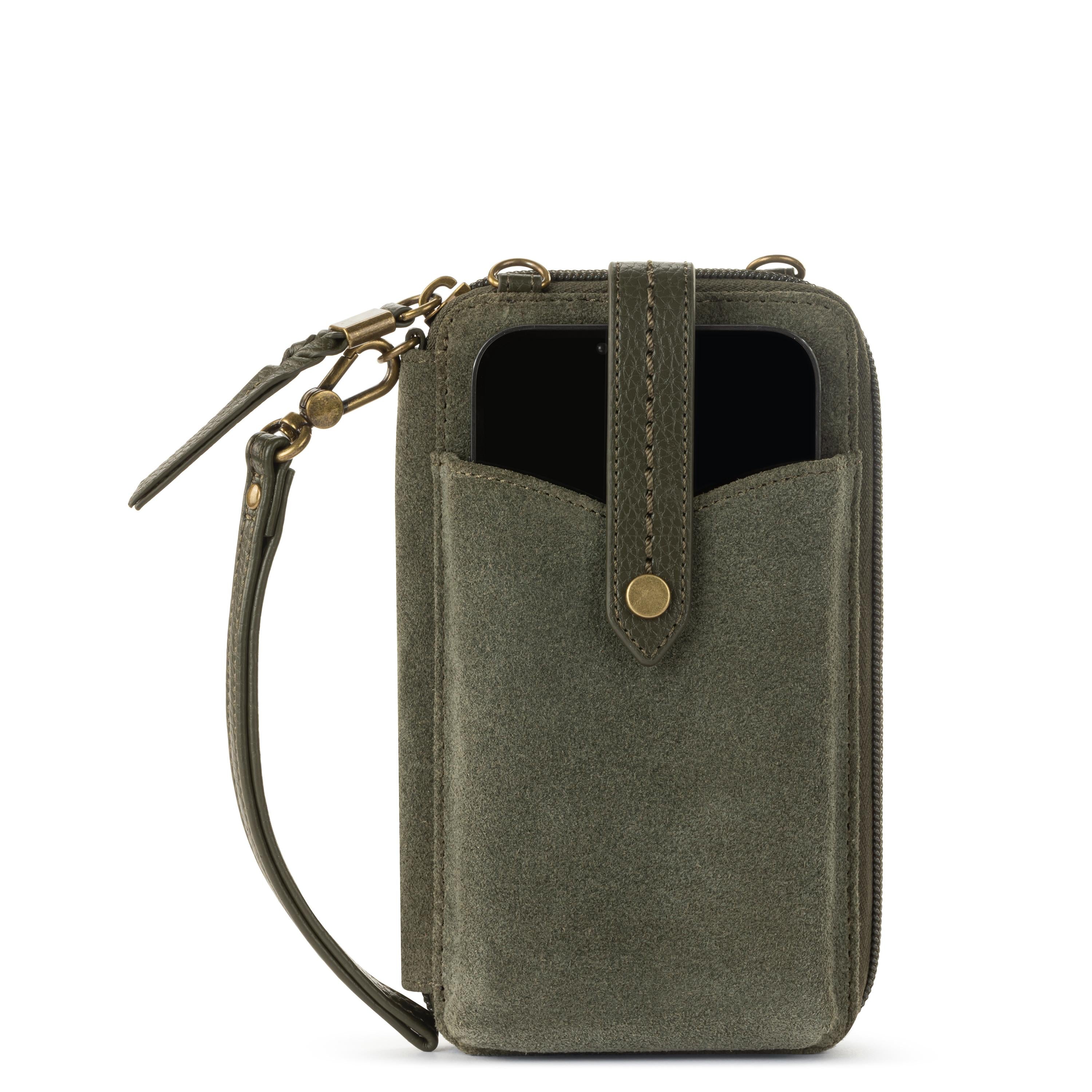 Silverlake Smartphone Wallet - Genuine Leather & Moss Suede Case with Card Holder - Perfect for Everyday Use, Travel, and Hands-Free Convenience