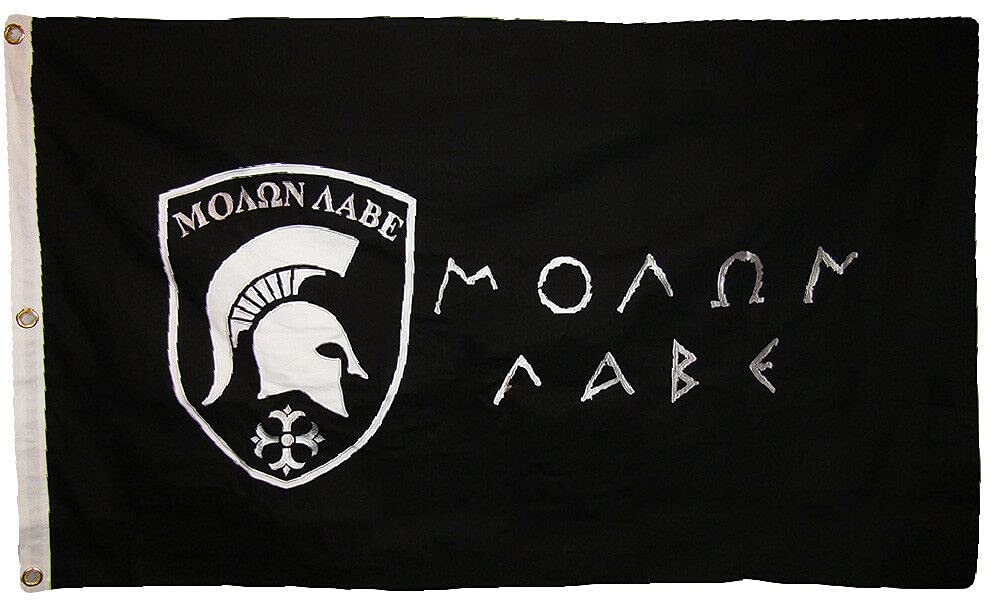 3x5 Embroidered Molon Labe Cotton Flag - Heavy Duty 3'x5' Thick Fabric for Outdoor & Indoor Use - Patriotic Decor, Backyard, Camping, Events (A-1-64)