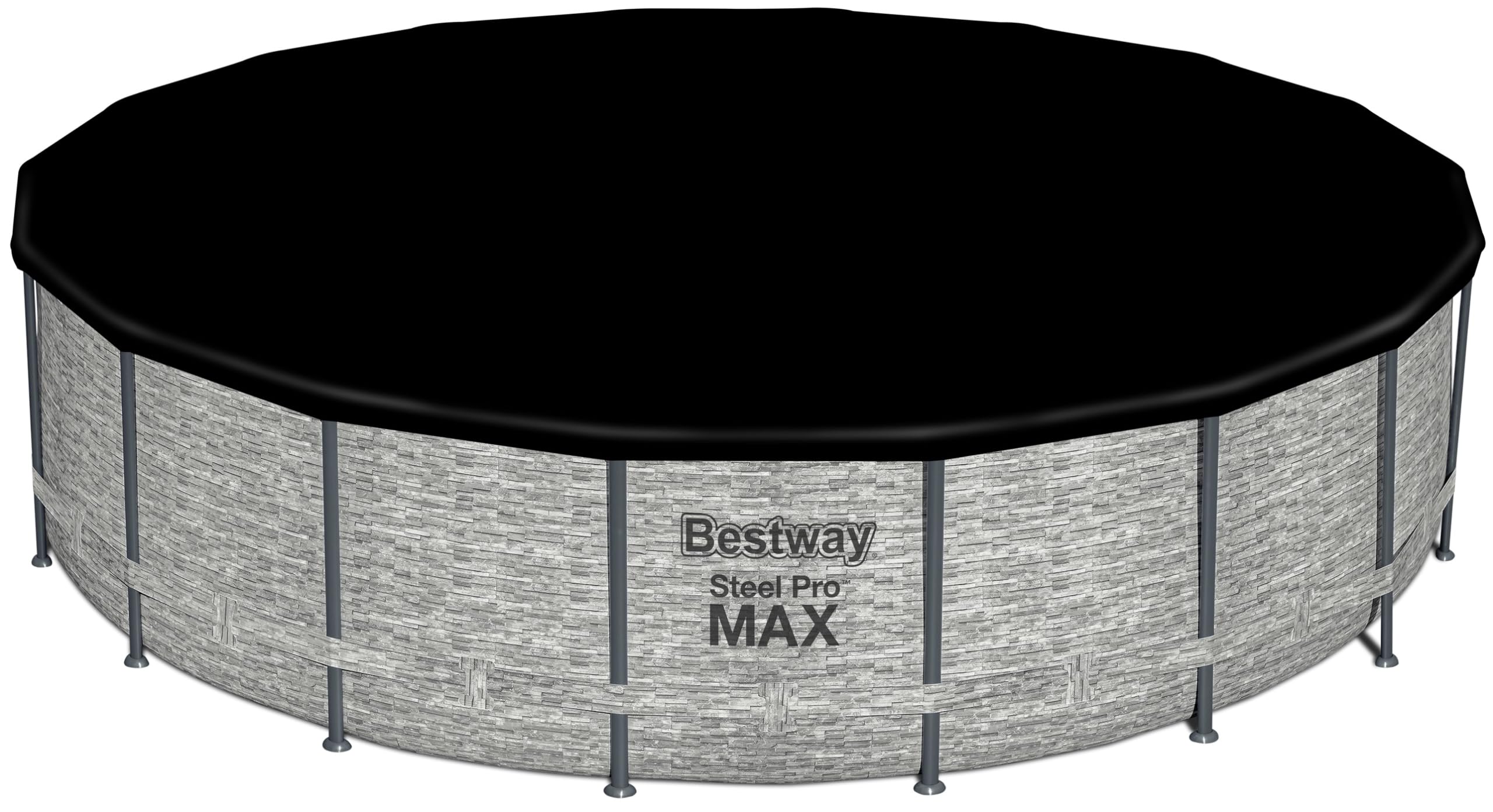 Bestway Steel Pro MAX 18’ x 48” Round Above Ground Swimming Pool Set with 1500GPH Filter Pump - Durable Frame Pool with Stone Print Liner, Includes 48