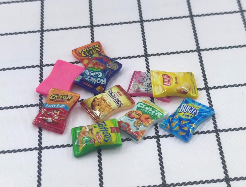 Miniature Drink Bottles & Snack Food Set - 10pcs Tiny Cake Dollhouse Decorations for Pretend Play, Kitchen Game & Party Toys - Perfect for Dollhouse Accessories, Kids Role Play & Tea Party Scenes