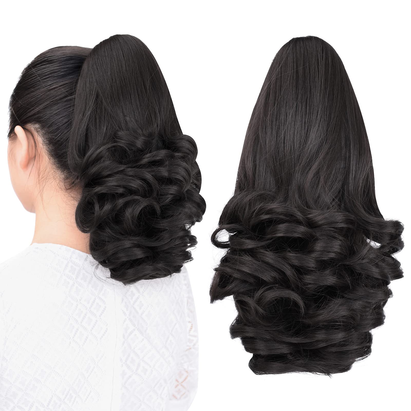 Natural Straight Ponytail Hair Extension with Claw Clip - Seamless Blonde Brown Black Hairpiece for Women - Perfect for Parties, Weddings & Everyday Styling