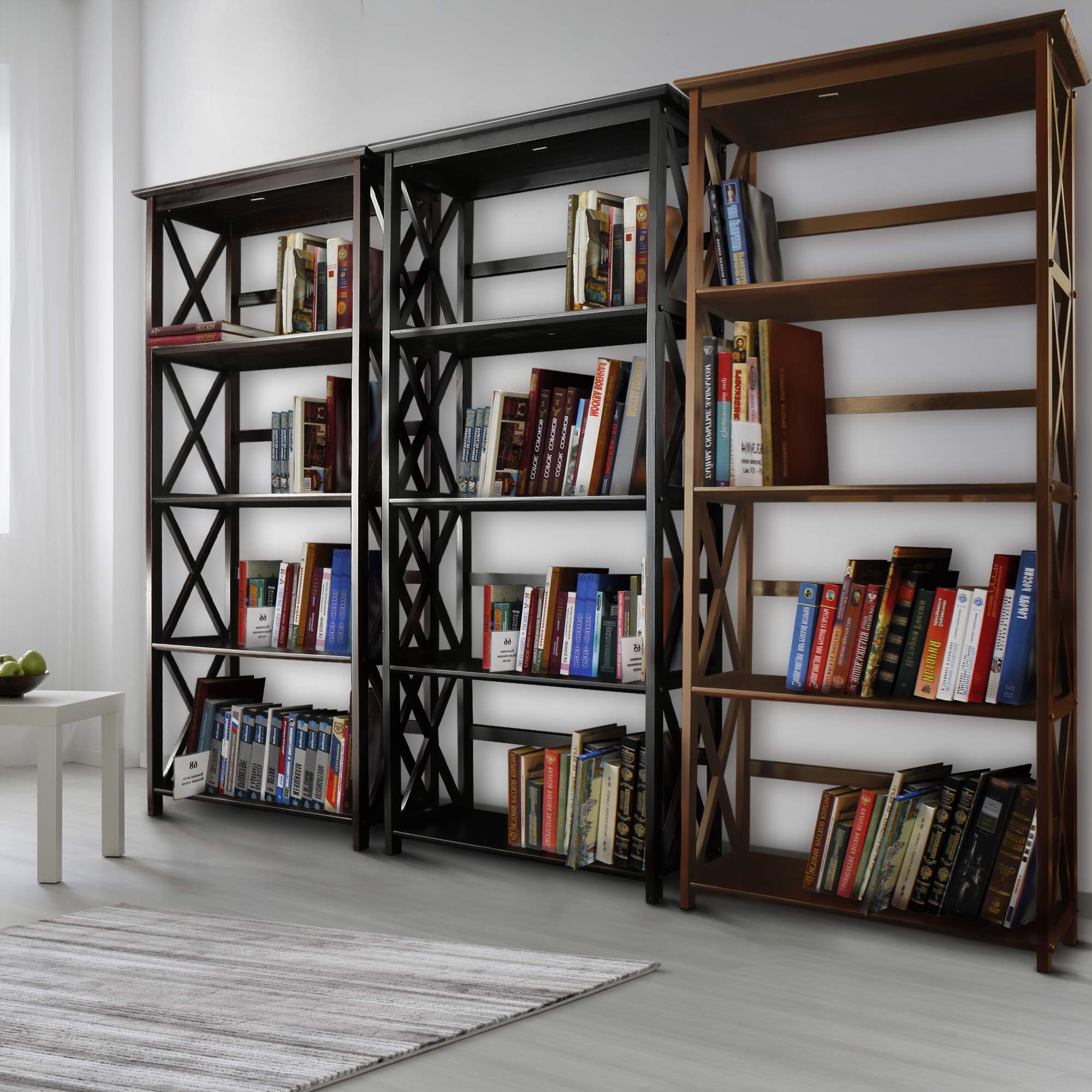 Stylish Wooden Bookshelf for Home & Office - Modern Bookcase with 5-Tier Storage, Perfect for Living Room, Bedroom, or Study - Space-Saving Furniture for Books, Decor & Essentials
