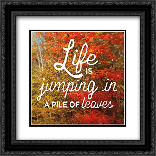 15x15 Black Ornate Framed Double Matted Museum Art Print - Life is for Jumping Wall Decor for Living Room, Bedroom & Office