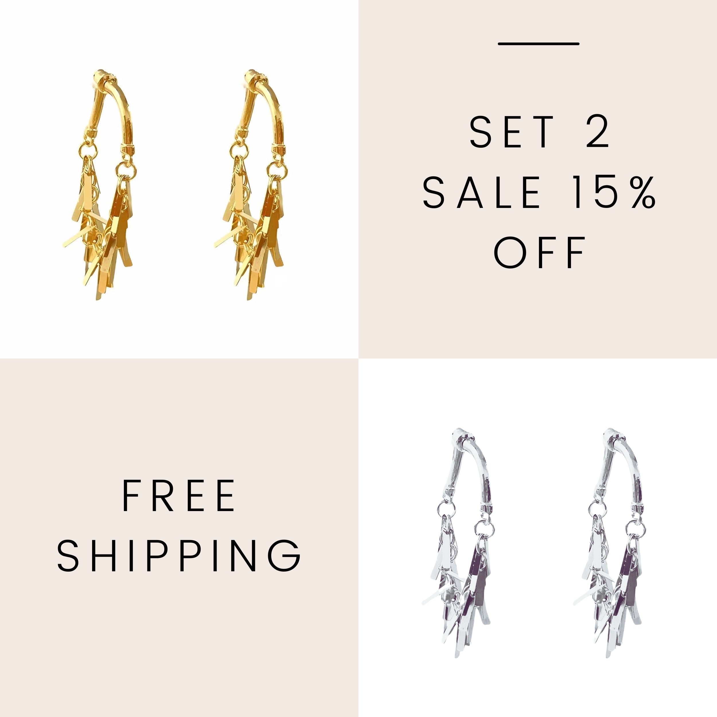 Stylish Geometric Tassel Hoop Earrings for Women | Trendy Boho Dangle Earrings | Gold & Silver Statement Jewelry | Perfect for Parties, Weddings & Everyday Wear (A7886)