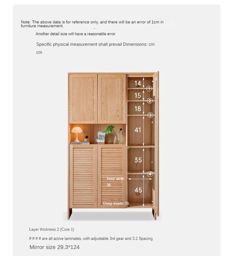 Solid Oak Wood Storage Cabinet - Shoe Locker & Entryway Organizer for Home, Office, or Mudroom - Durable Entry Storage Solution with Adjustable Shelves
