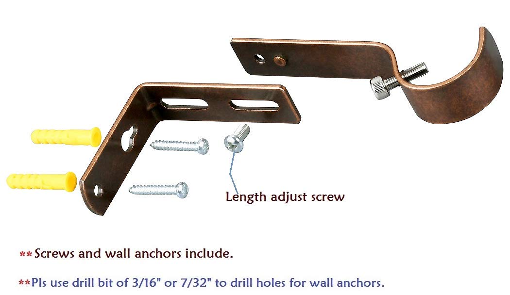 Adjustable Curtain Rod Bracket Holder for 7/8