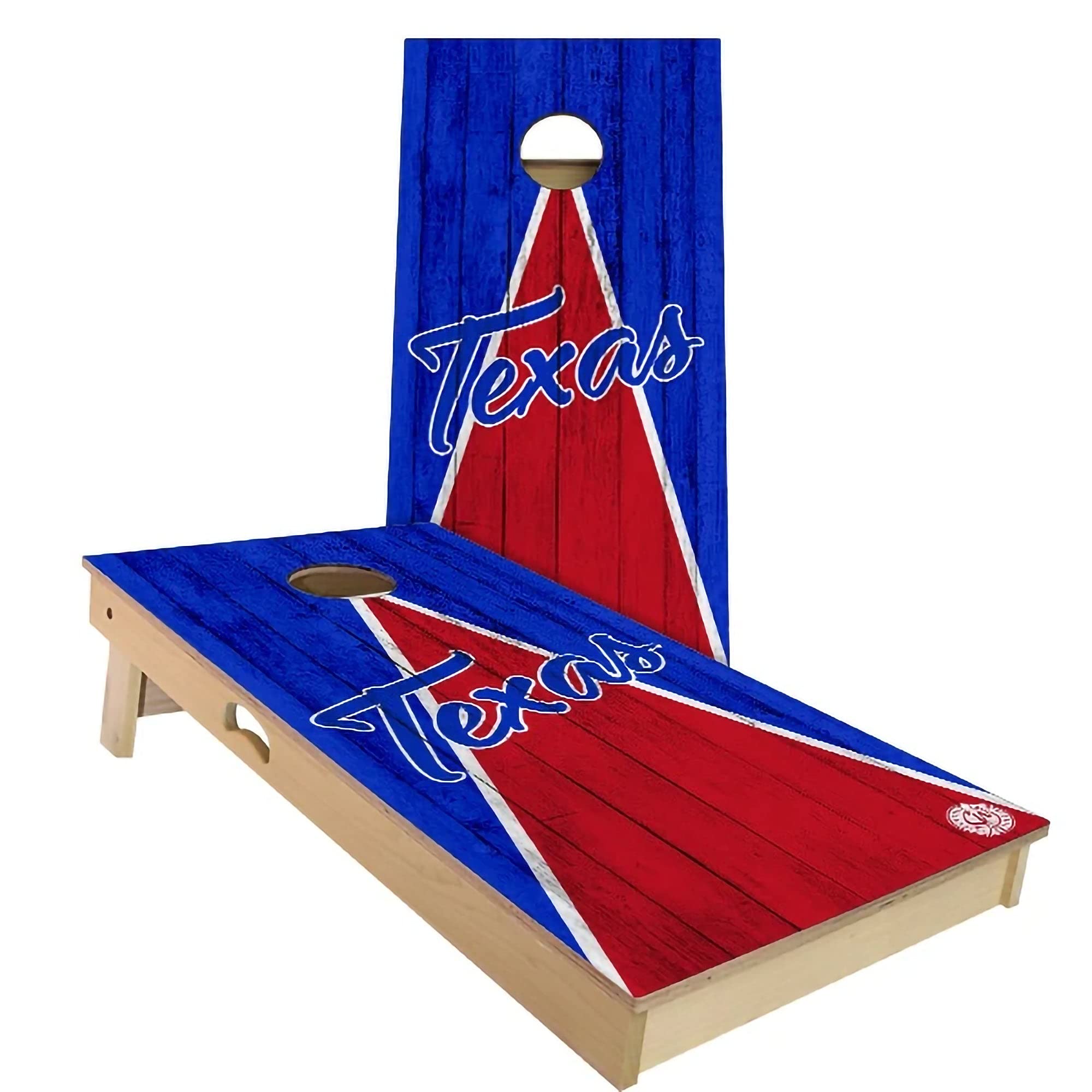 Texas Triangle City Themed Cornhole Game Set - 2 Wooden Boards & 8 Bags - Outdoor Lawn Party Tailgate Game for Backyard BBQ, Picnic, and College Events
