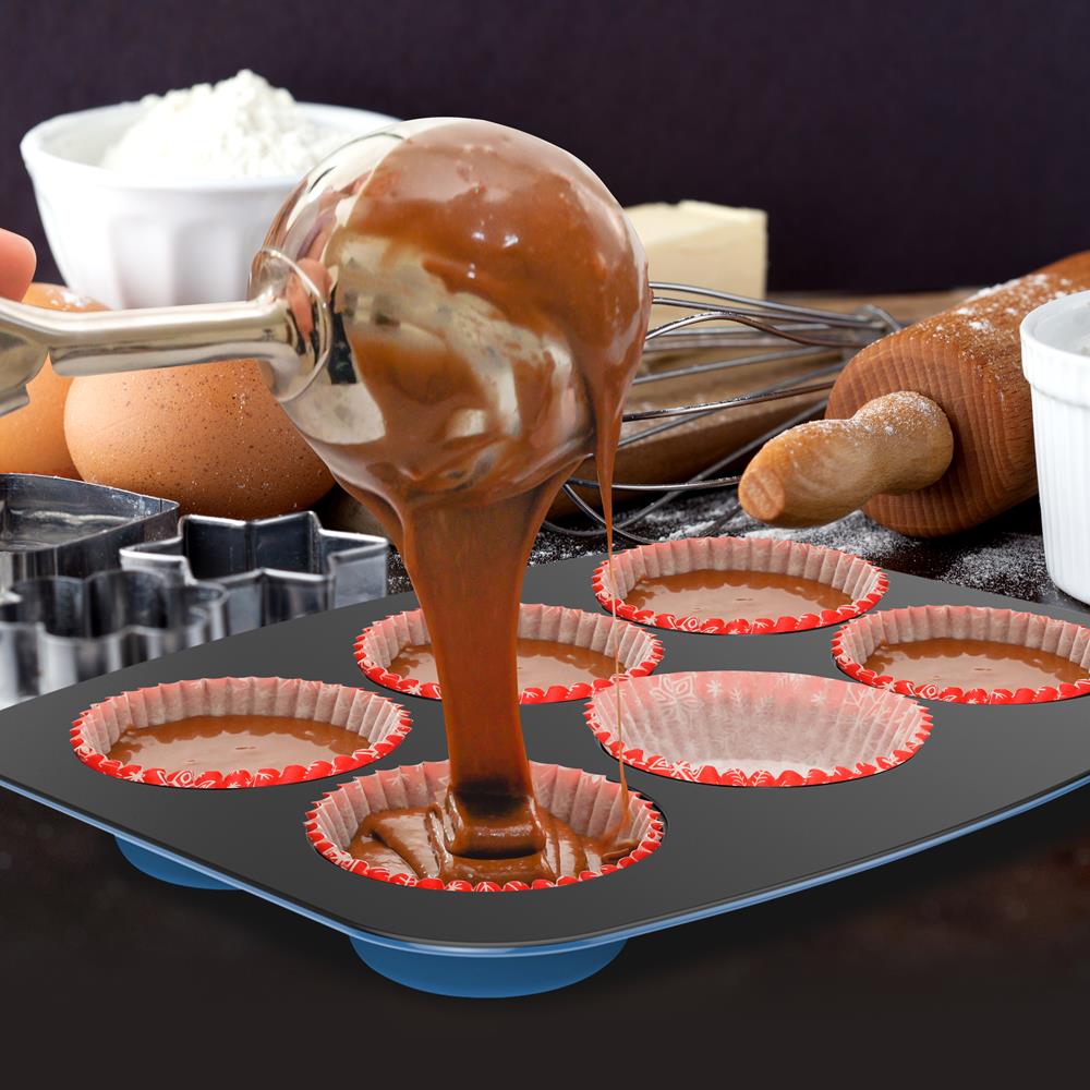 Non-Stick Baking Pans Set for Oven - 3-Piece Cookie Sheet, Cake Pan & Muffin Tray - Perfect for Baking Cookies, Cakes, Cupcakes & More - Dishwasher Safe & Easy Clean