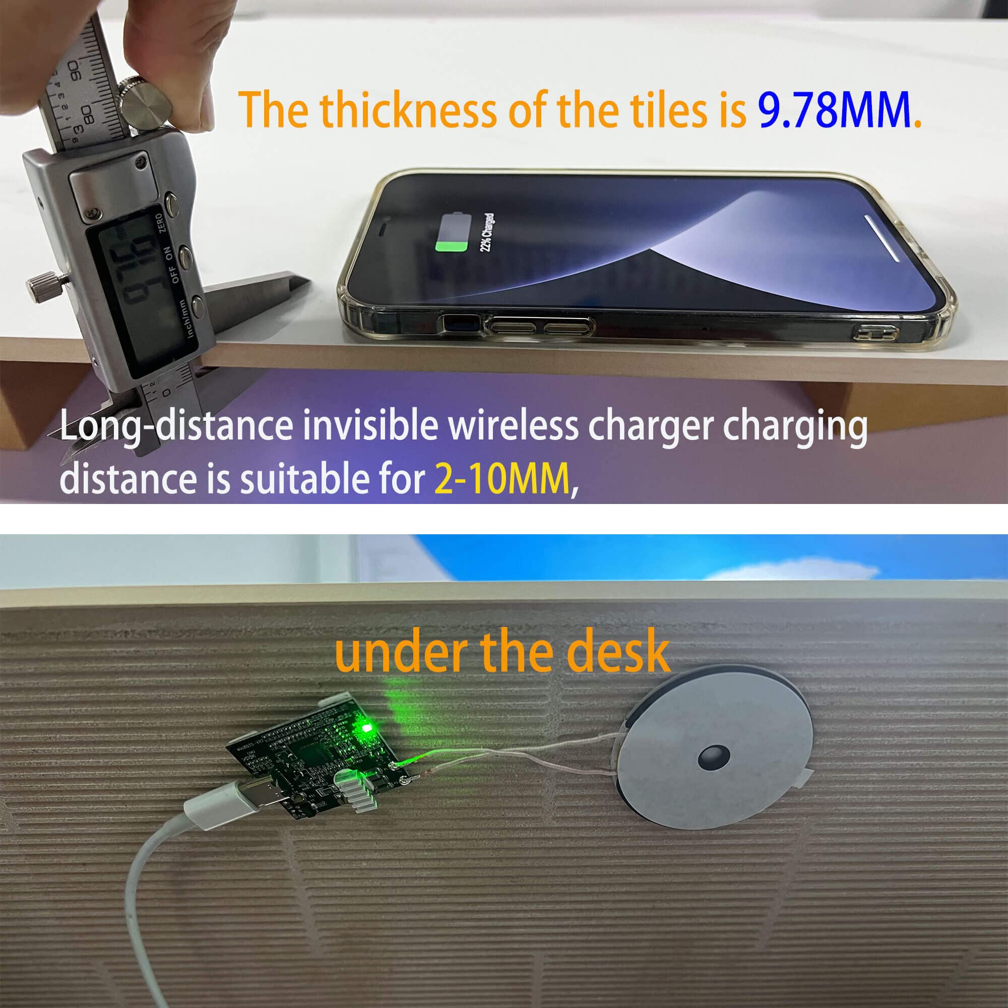 Mini Invisible Wireless Charger - Long-Distance Wireless Charging Module (1 Coil) for Smartphones & Devices | Perfect for DIY Projects & Home/Office Use