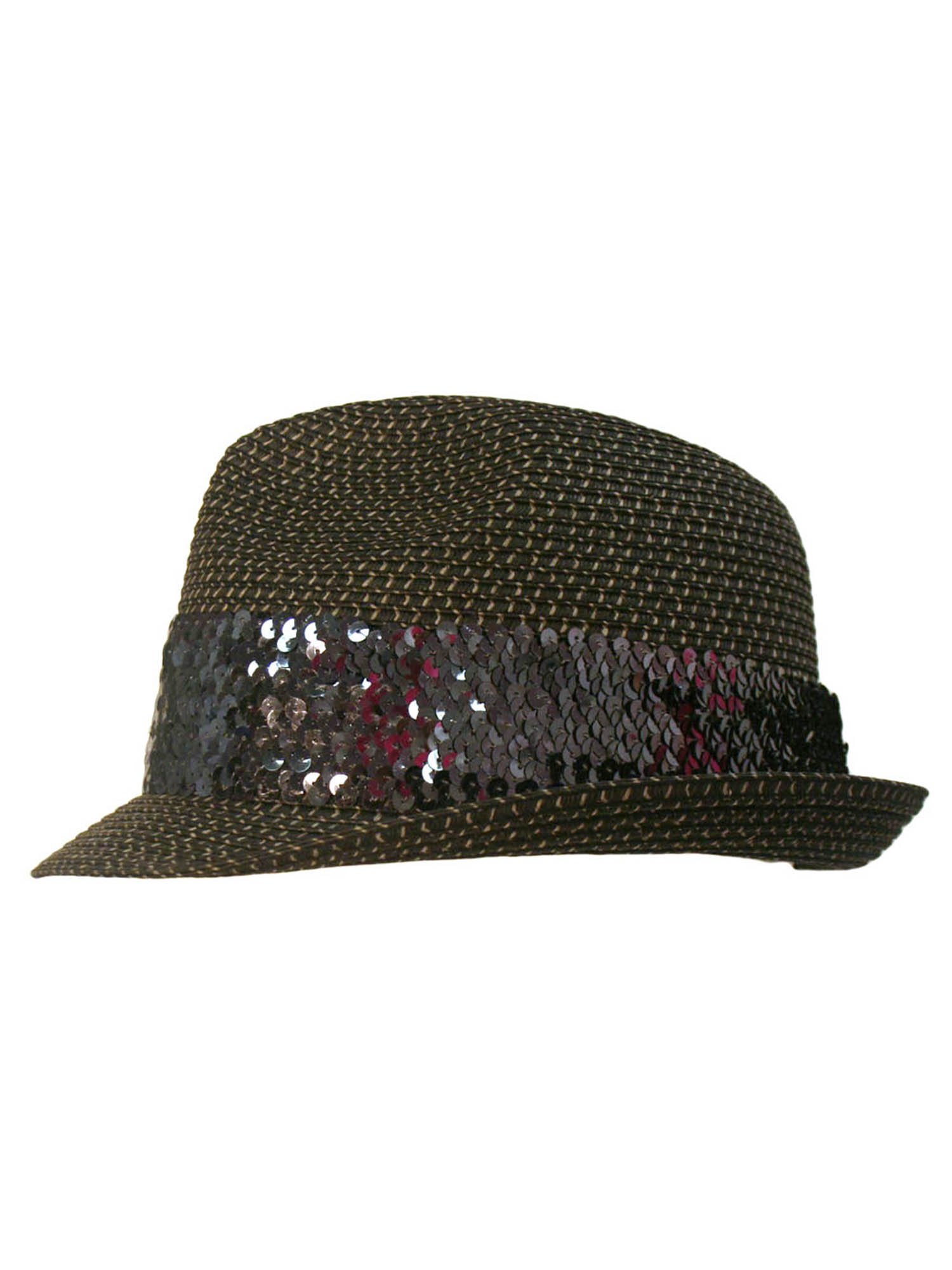 Luxury Sequin Straw Fedora Hat for Women - Elegant Wide Brim Sun Hat with Sparkly Band for Beach, Summer, and Outdoor Fashion