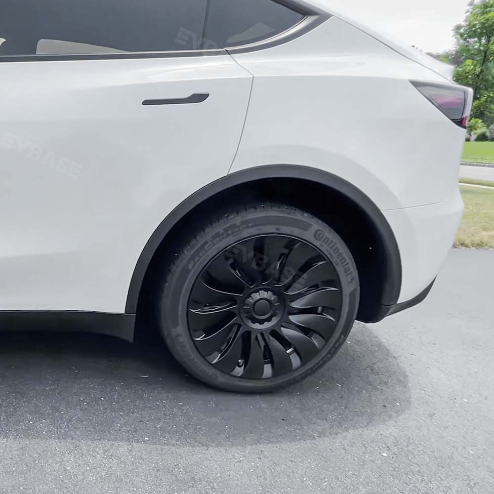 4PCS Tesla Model Y Wheel Caps - Überturbine Style 19-Inch Gemini Wheel Covers in Matte Black | Perfect for Model Y 2020-2023 | Enhance Style & Protect Wheels from Scratches