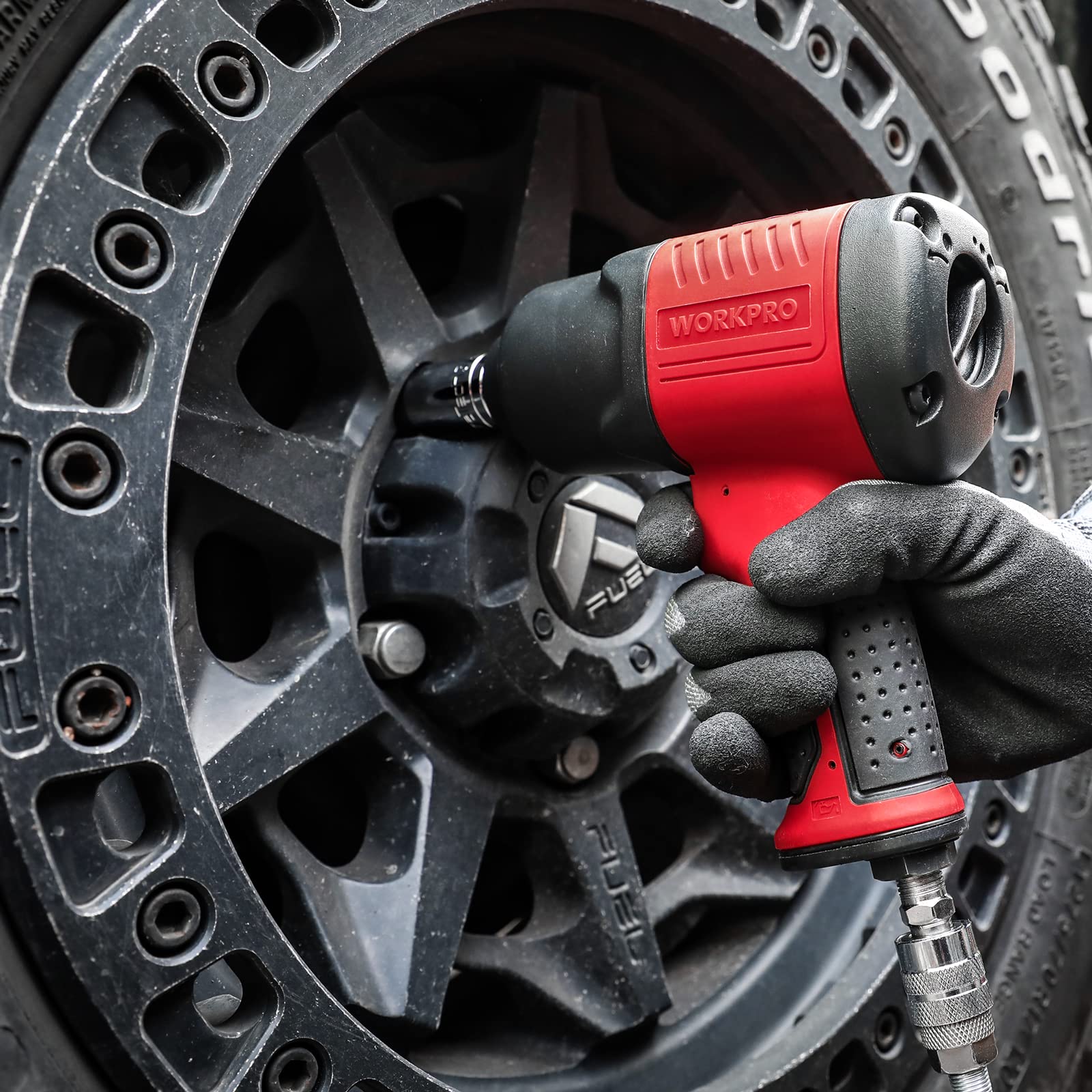 WORKPRO 1/2-Inch Air Impact Wrench - Heavy Duty Ergonomic Design, 450 ft-lbs Max Torque for Automotive Repair, Tire Changes & Construction Projects