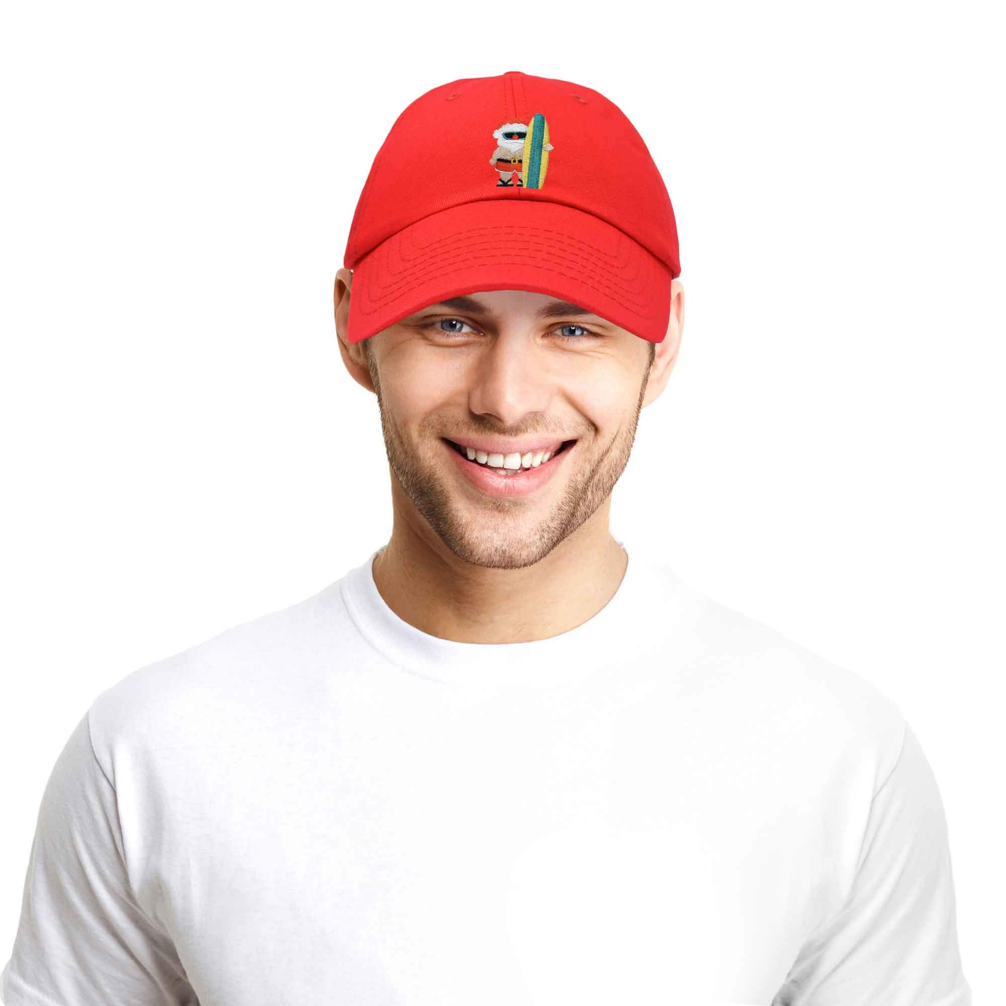DALIX Embroidered Christmas Surfing Santa Baseball Cap - Funny Holiday Hat for Surfers, Beach Lovers & Christmas Gifts