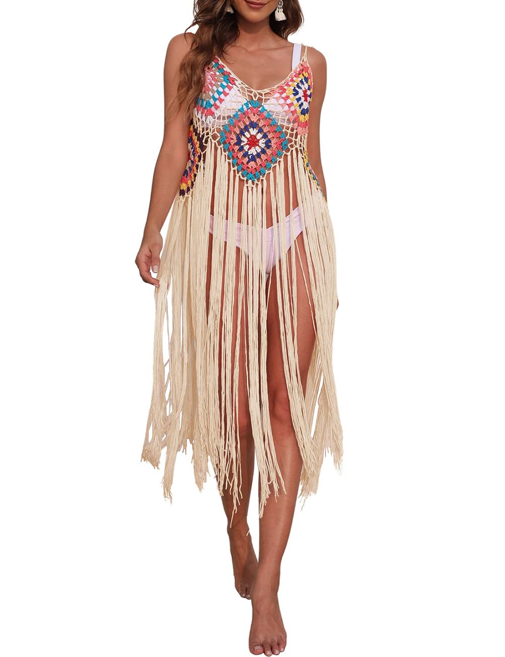 Bsubseach Sexy Swimsuit Coverup - Women's Fringe Crochet Beach Cover Up for Swimwear | Perfect for Pool Parties, Vacations & Summer Outfits