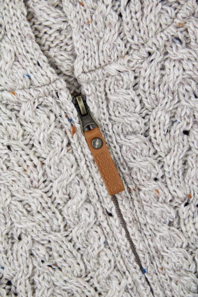 Aran Crafts Men's Irish Cable Knit Zip-Up Hooded Cardigan - 100% Merino Wool Sweater for Winter Warmth | Perfect for Casual Outfits, Outdoor Activities & Cozy Lounging