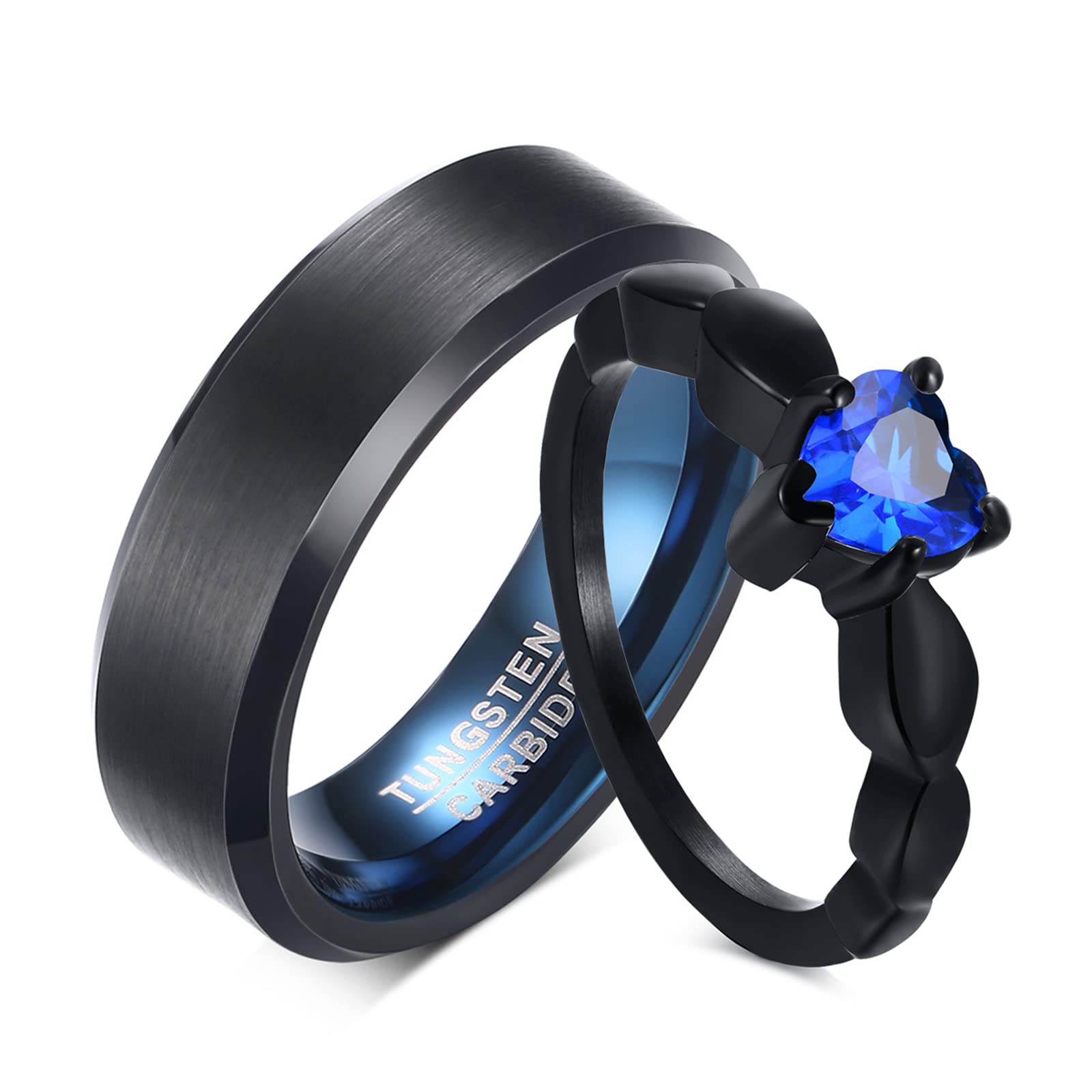 VNOX 2-Piece Personalized Couple Rings Set - Custom His & Hers Stainless Steel Promise Rings, Wedding Bands & Engagement Rings for Men & Women - Perfect for Anniversaries, Valentine's Day & Romantic Gifts