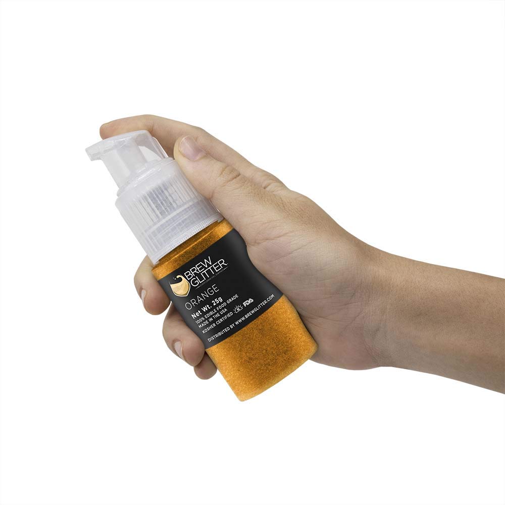 Orange Edible Glitter for Drinks - KOSHER & HALAL Certified 100% Food Grade Glitter for Cocktails, Beer, Beverages & Desserts | Vegan, Gluten & Nut Free | Perfect for Party Drinks, Cake Decorating & DIY Food Art (25g Spray Pump, Orange)