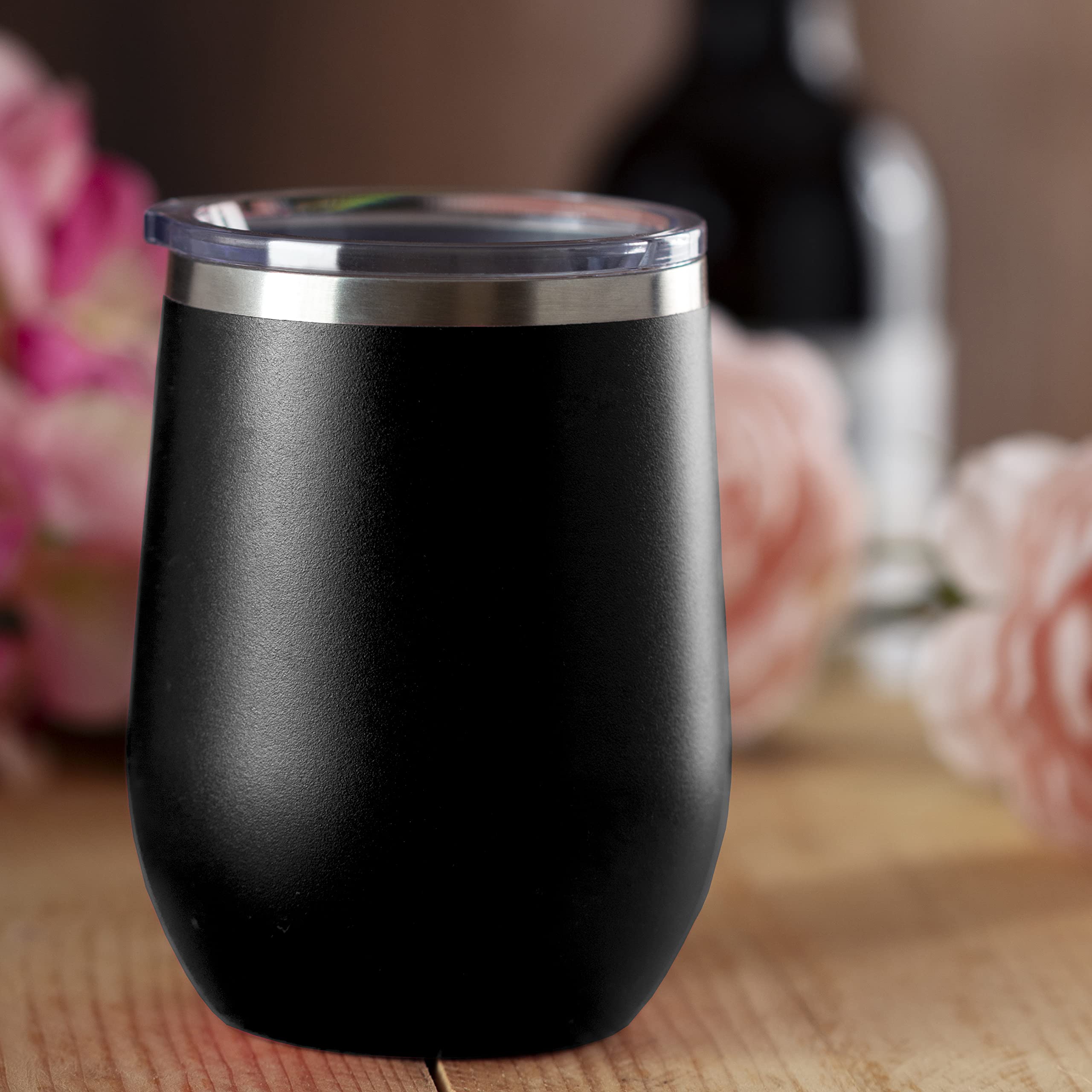 LaserGram Double Wall Insulated Stainless Steel Wine Tumbler with Personalized Engraving - Perfect Gift for Aunt, Birthday, Anniversary & Holidays (Black) - Ideal for Wine Lovers, Outdoor Picnics & Home Entertaining