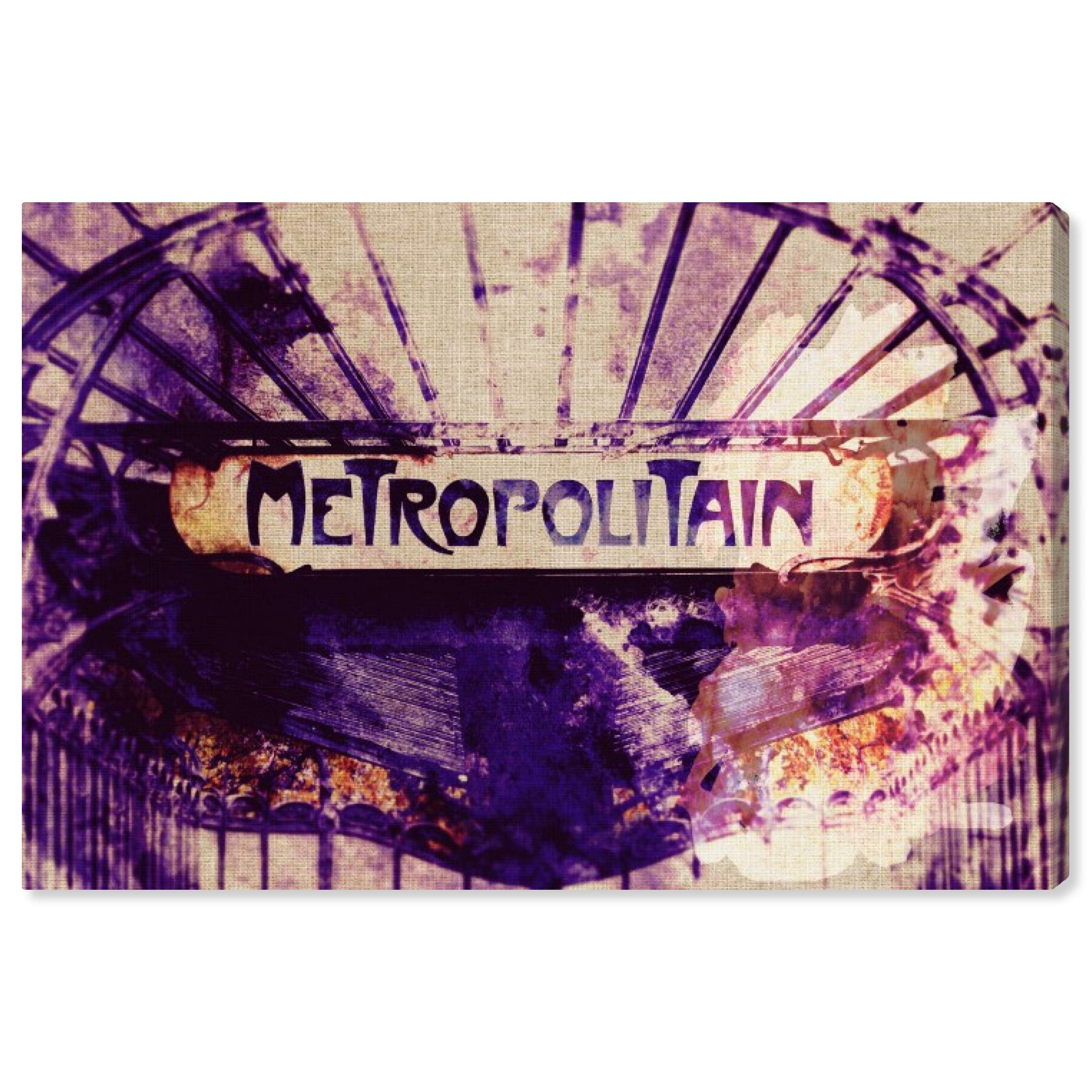 Oliver Gal Artist Co. Modern Architecture Wall Art Canvas Print - 'Metropolitain' Home Décor in Purple & White - 15x10 Inches & 45x30 Inches - Perfect for Living Room, Bedroom or Office Decor