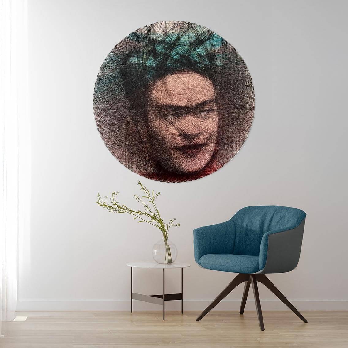 Frida Kahlo Inspired Nail Art Thread Wood Panel - Perfect for DIY Home Decor and Artistic Wall Hangings