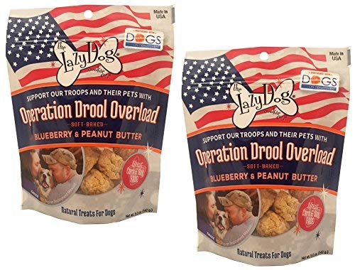 Lazy Dog Cookie Co. Blueberry & Peanut Butter Soft-Baked Dog Treats - 5 oz (Pack of 2) | All-Natural, Healthy Snacks for Training, Rewards & Dog Deployment Care Packages