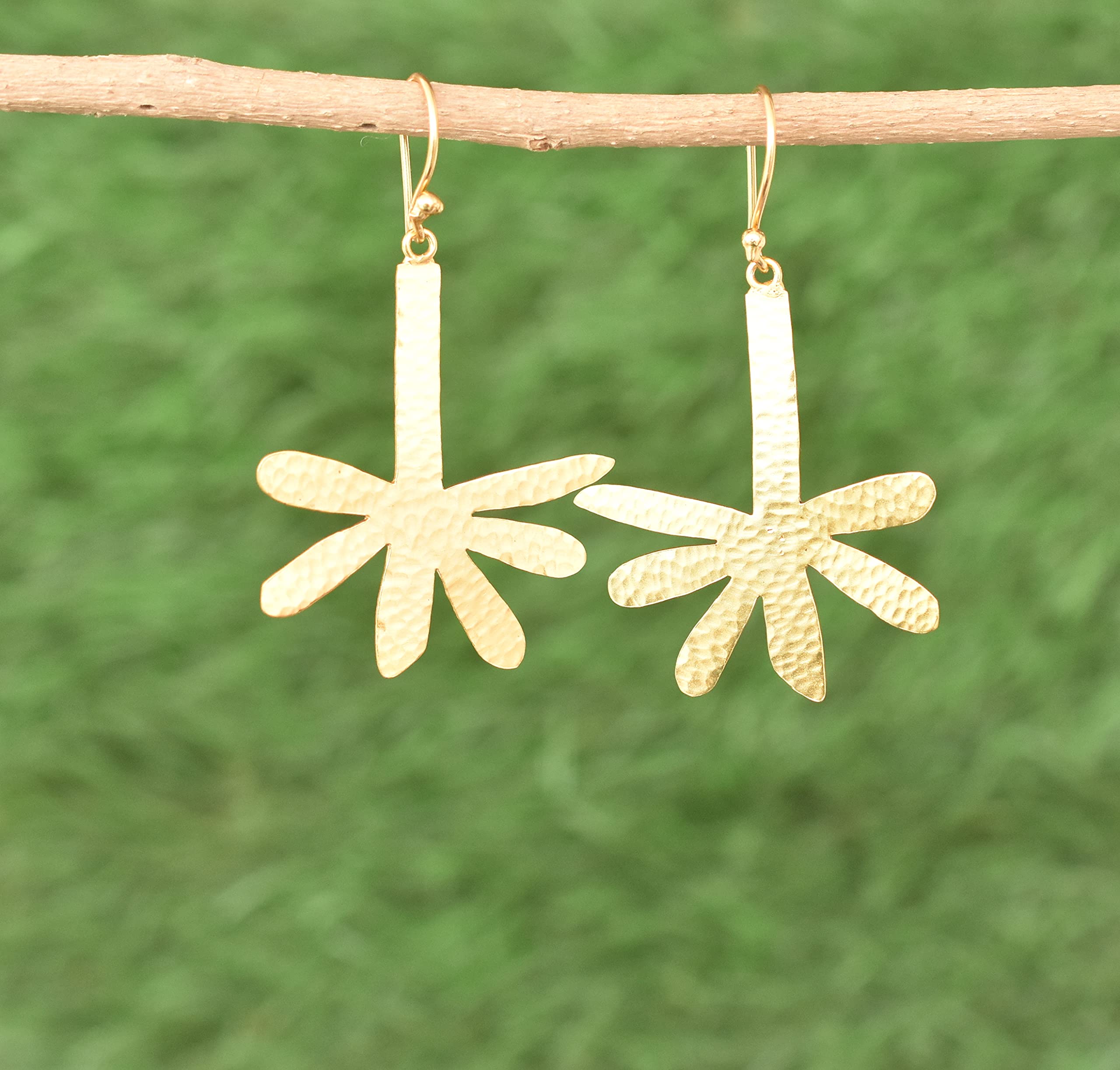 18K Yellow Gold Plated Handmade Earrings for Women - Fashion Jewelry Gift for Her - VE-379 | Elegant Dangle Earrings for Parties, Weddings & Special Occasions