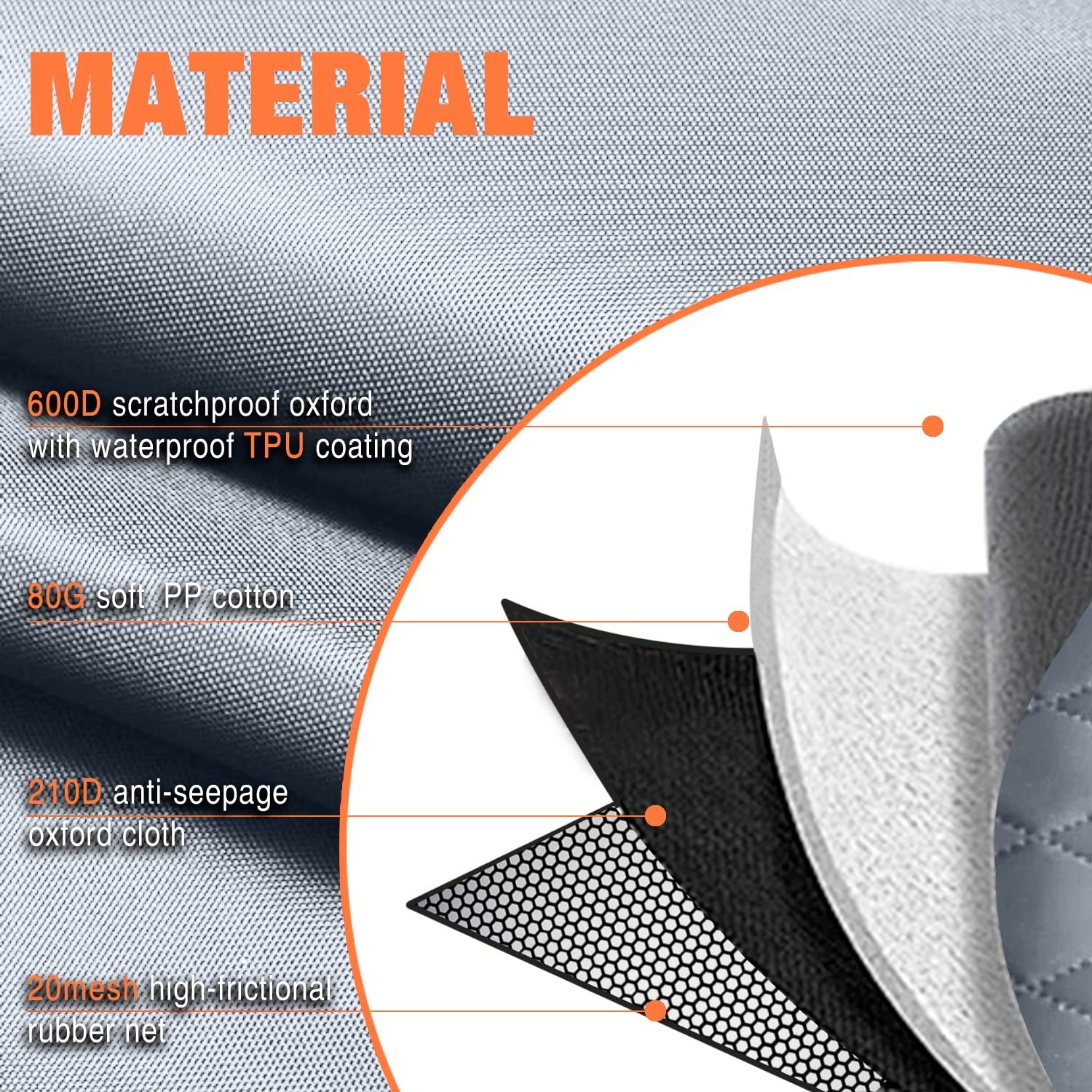 **IVY&LANE Waterproof Dog Car Seat Cover for Back Seat – 600D Scratch-Resistant, Anti-Slip Pet Seat Protector for SUVs, Trucks & Sedans (Grey, 53