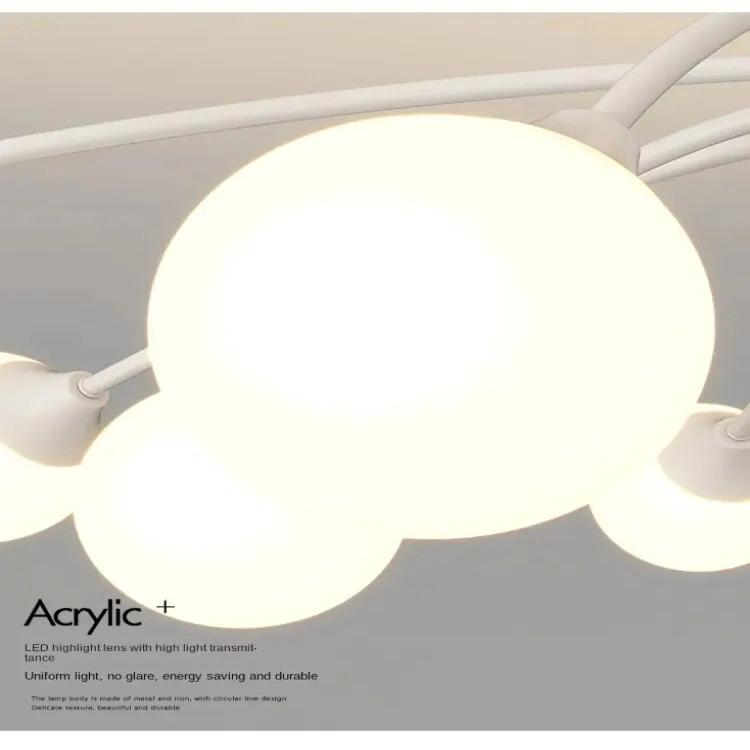 Modern Flush Mount Chandelier - Beige & Silver LED Ceiling Light Fixture for Bedroom, Dining Room, Living Room and Hallway Lighting