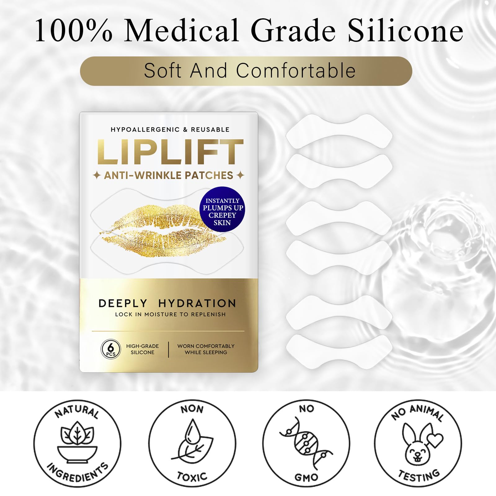 Best Upper Lip Wrinkle Treatment - Anti Wrinkle Patches for Overnight Use | Smooth Smile Lines & Reduce Lip Wrinkles | Perfect for Nighttime Skincare Routine & Anti-Aging Care