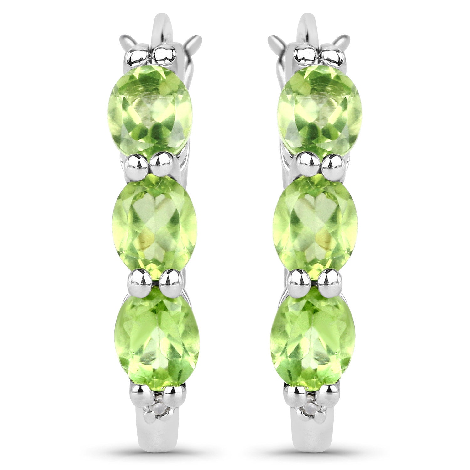 Authentic Green Peridot & Diamond Hoop Earrings for Women | 14K Gold Plated Dangle Earrings | Perfect for Weddings, Parties & Special Occasions