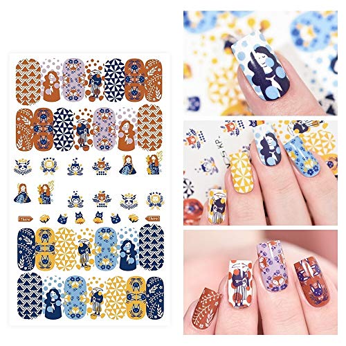 Large Size Nail Art Stickers - Water Transfer Decals for 3D Nail Designs | Summer Vacation Nail Foils & Nail Accessories (KPL005) | Perfect for DIY Manicures, Nail Salons & Party Nail Art