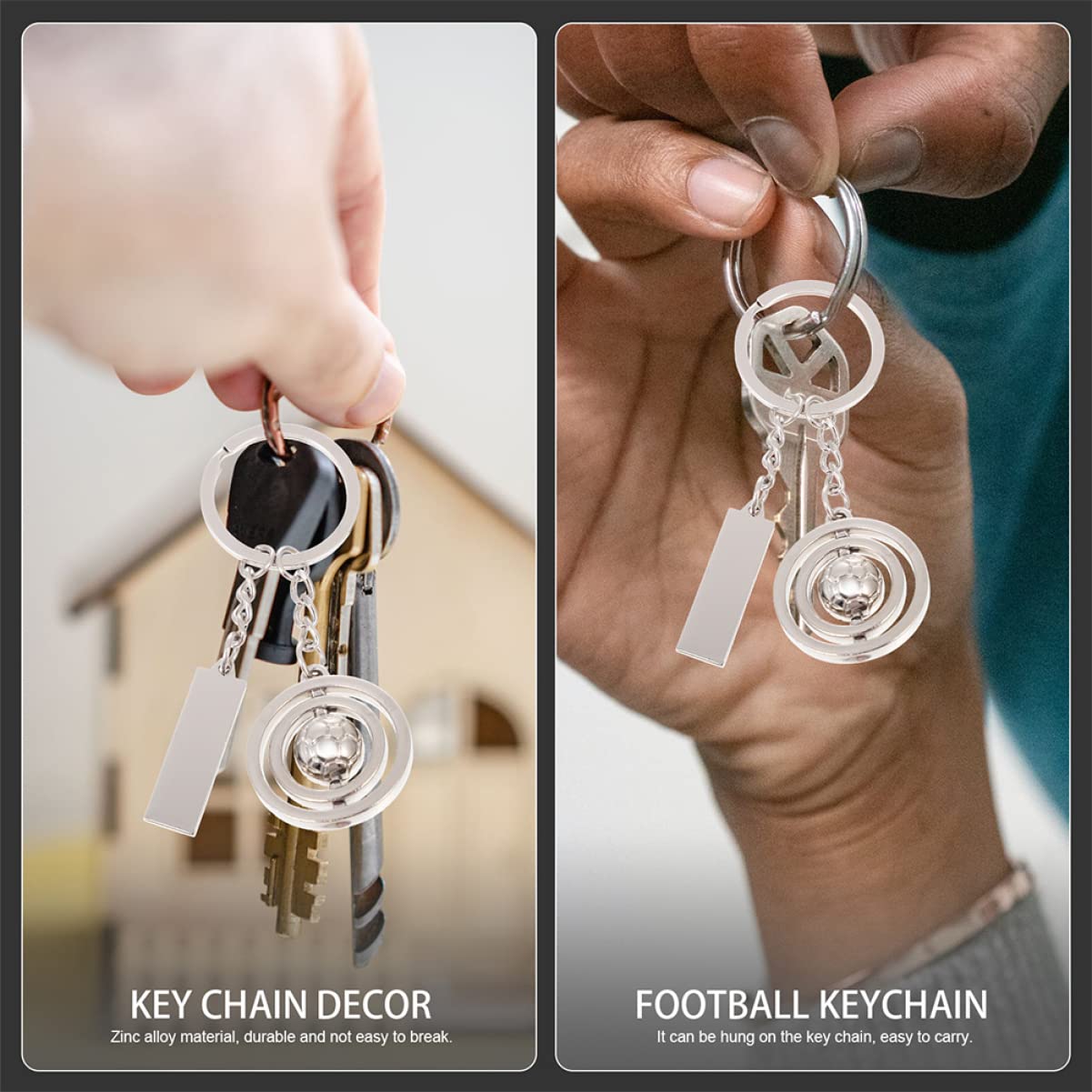 SUPVOX 3-Piece Football Keychain Set - Soccer Key Chain for Wallet, Bag & Keys - Durable Zinc Alloy Sports Gift for Fans (Perfect for Game Day, Tailgating & Fan Decor)