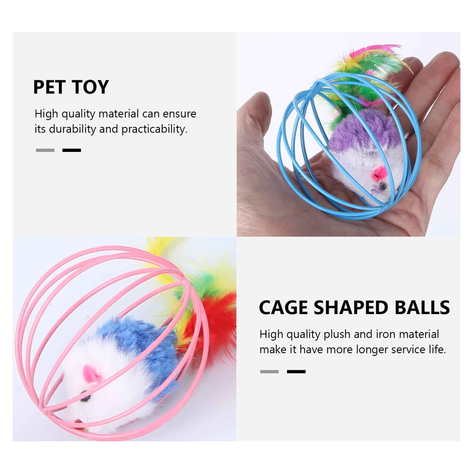 Balacoo 5-Piece Cat Toy Set - Interactive Cat Balls, Cage Mouse Toys & Teaser Balls for Indoor Cats - Fun Pet Supplies for Playtime, Exercise & Mental Stimulation (Includes 6cm Iron Plush Mouse & Scrump Plush Toy)