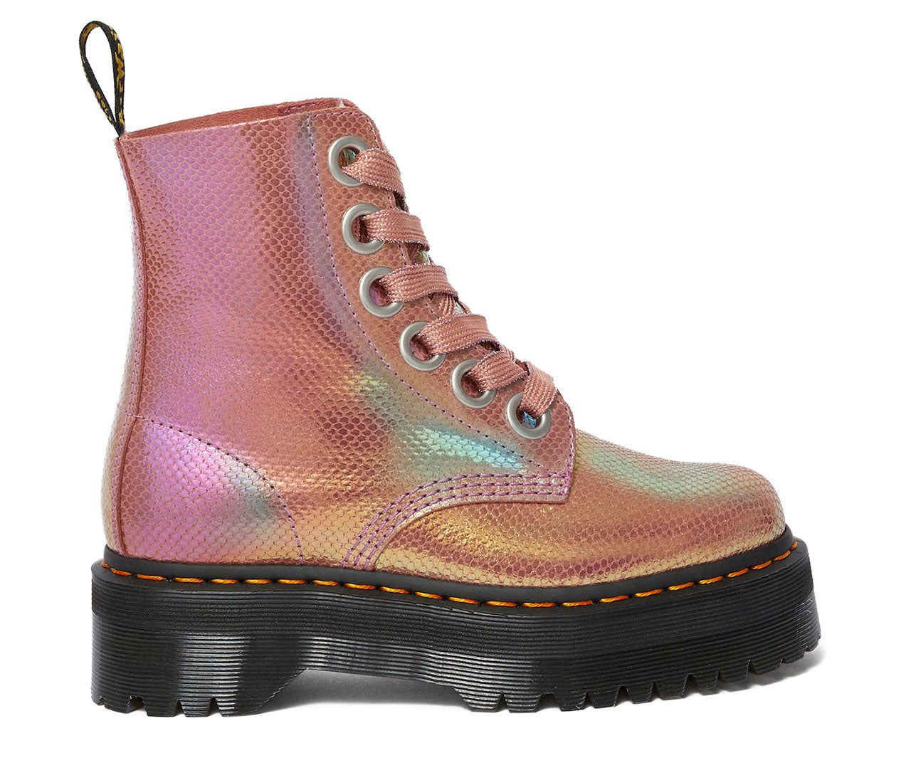 Molly Pink Iridescent Platform Shoes - Women's Chunky Heel Sneakers for Casual Wear & Street Style Fashion