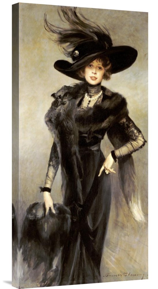 Francois Flameng Fashionable Beauty Canvas Wall Art Print - Gallery Wrapped Giclee Painting - Elegant Home & Office Decor for Living Room, Bedroom, Dining Area