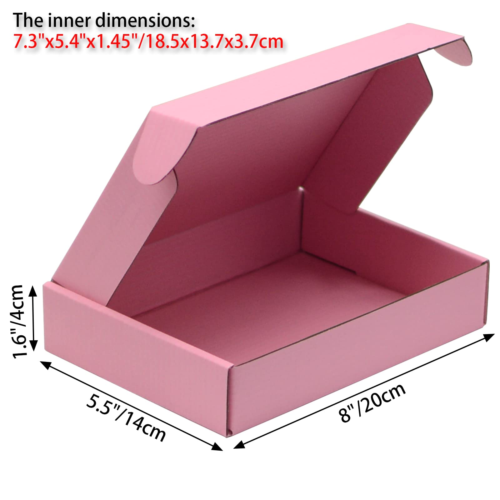 12 Pack Pink Corrugated Cardboard Shipping Boxes 8x5.5x1.6 Inches - Small Business Packaging, Storage & Gift Boxes for Ecommerce, Crafts & Retail Shipping