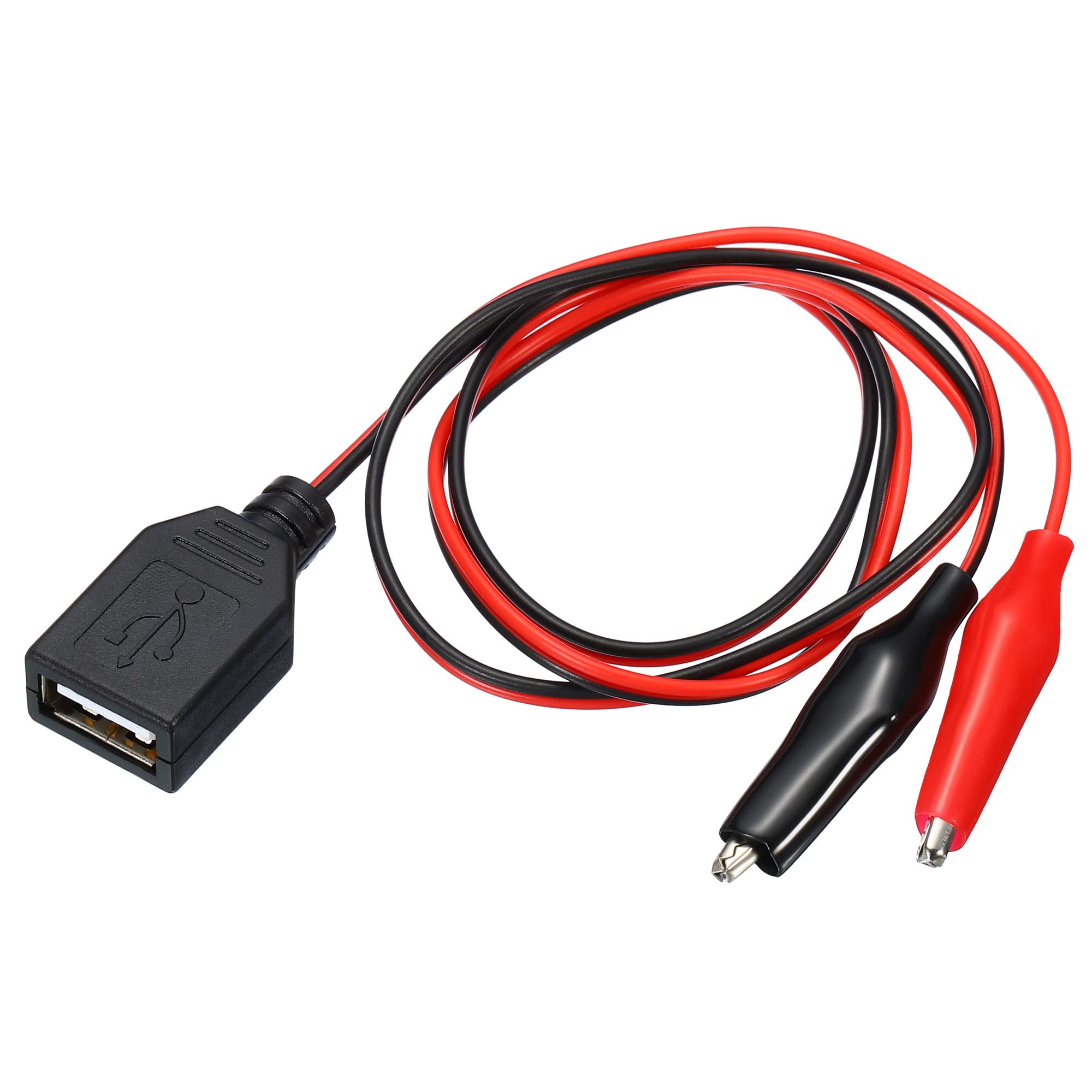 MECCANIXITY USB to Alligator Clips 60cm - Charge Testing Wire for Circuits (2-Pack) - Perfect for Electronics & DIY Projects