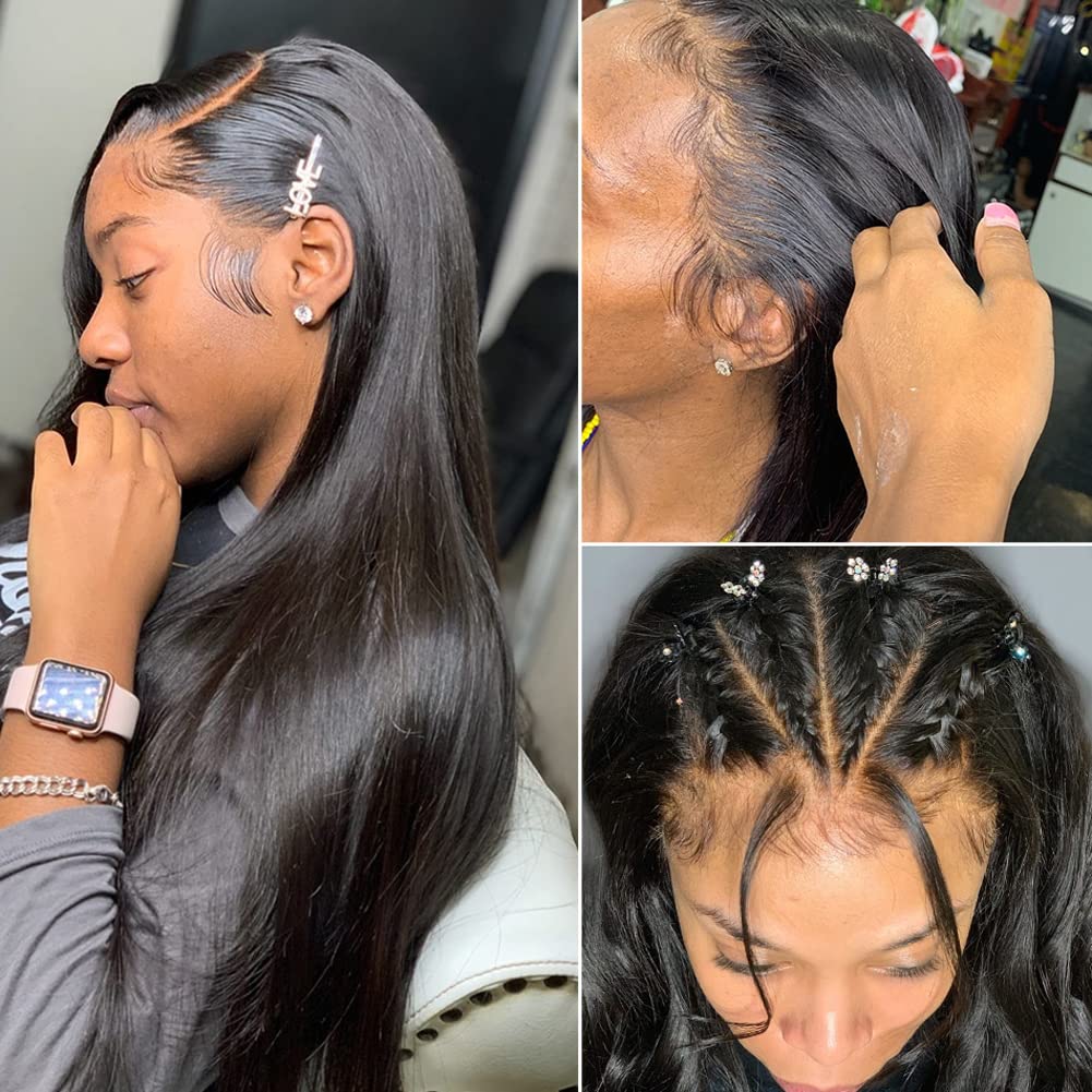 13x4 Straight Lace Front Wigs Human Hair - 180% Density Pre Plucked Brazilian Virgin Hair 26 Inch HD Transparent Lace Wig with Baby Hair & Natural Hairline for Women | Perfect for Daily Wear, Parties & Special Occasions