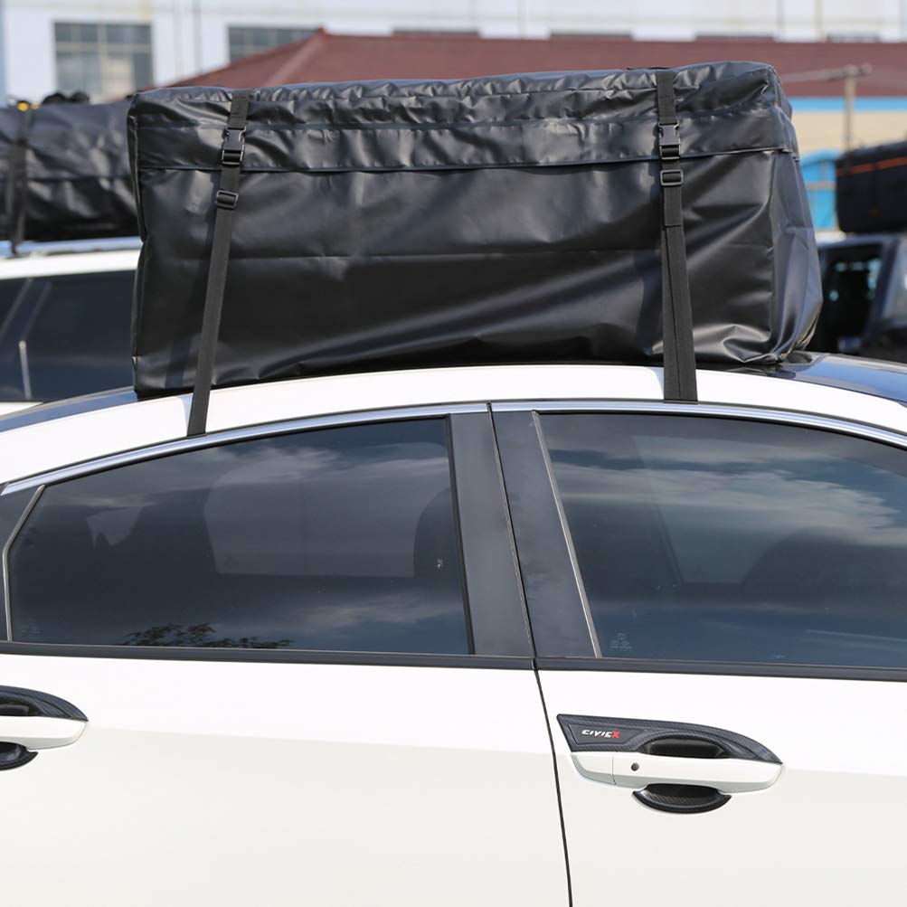 **15 Cubic Car Cargo Roof Bag - Waterproof & Durable Car Top Carrier for SUV, Truck, Van (With/Without Rack) - Perfect for Road Trips, Camping & Outdoor Adventures**