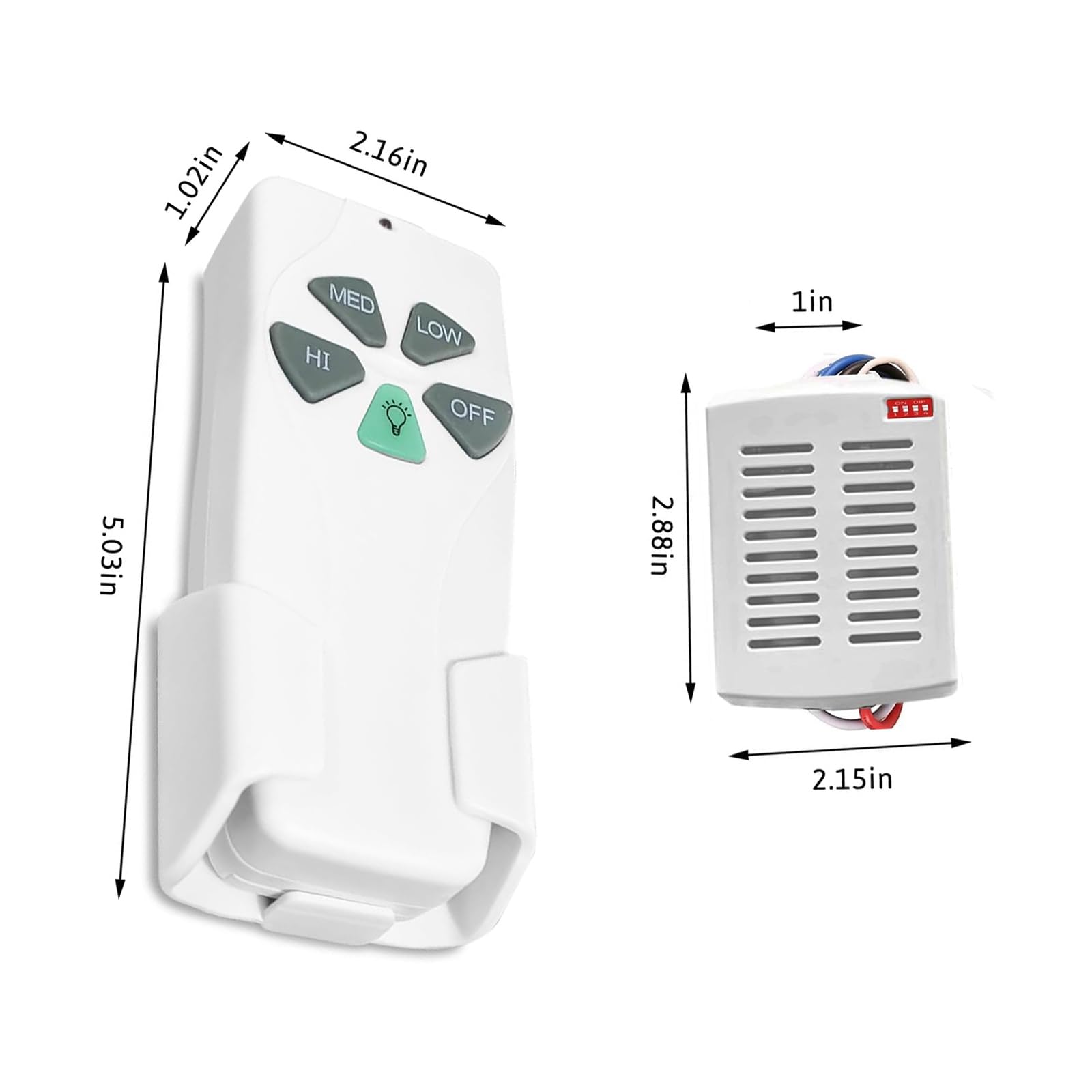 2 Pack Universal Ceiling Fan Remote Control Kit with Light Dimmer & 3 Speed Fan Controller - Mini Receiver Replacement for Hampton Bay, Hunter, Harbor Breeze, Westinghouse, Honeywell & More - Perfect for Bedroom, Living Room & Office Use